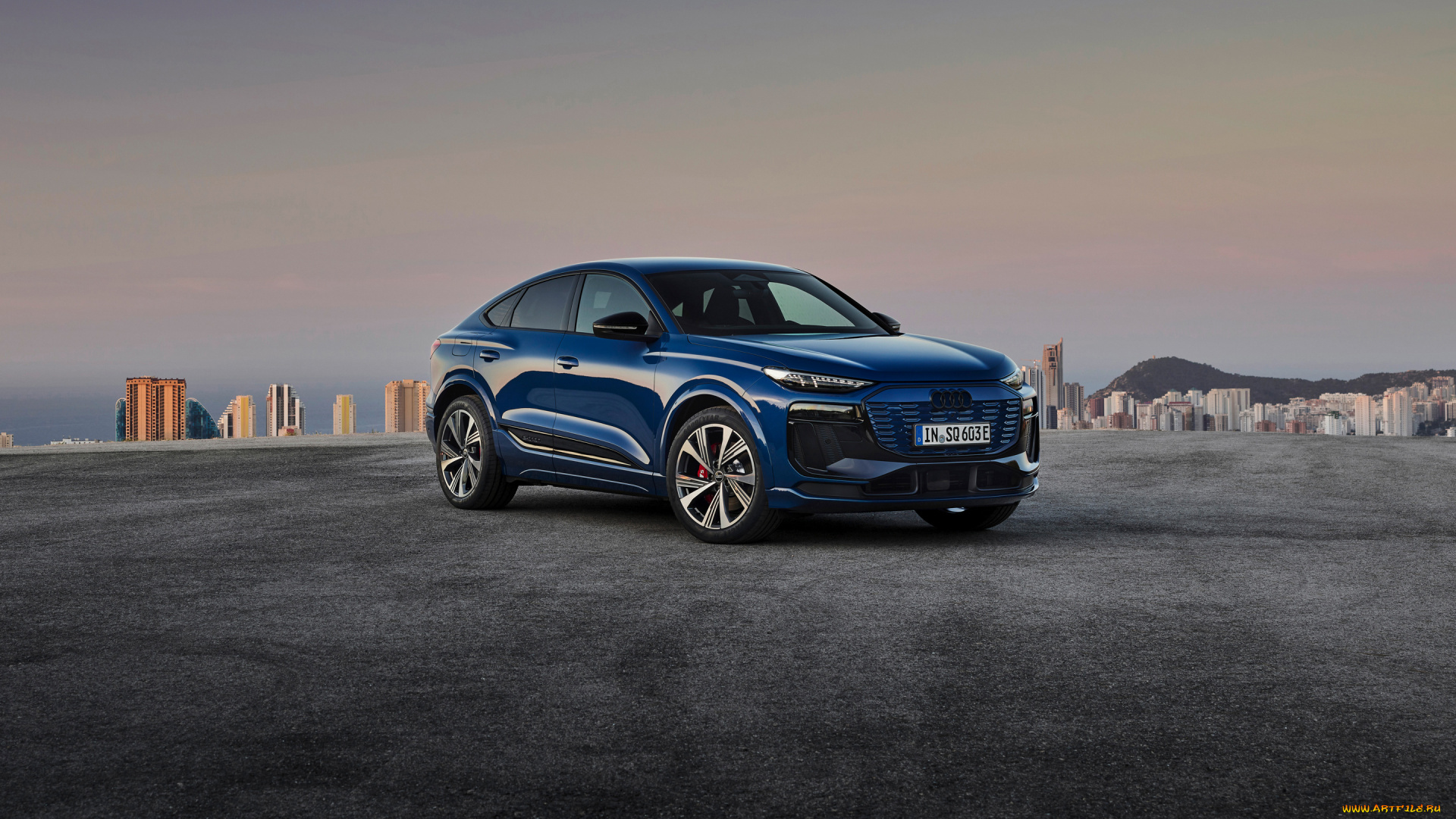 автомобили, audi, sq6, sportback, etron, 2024, синий, город