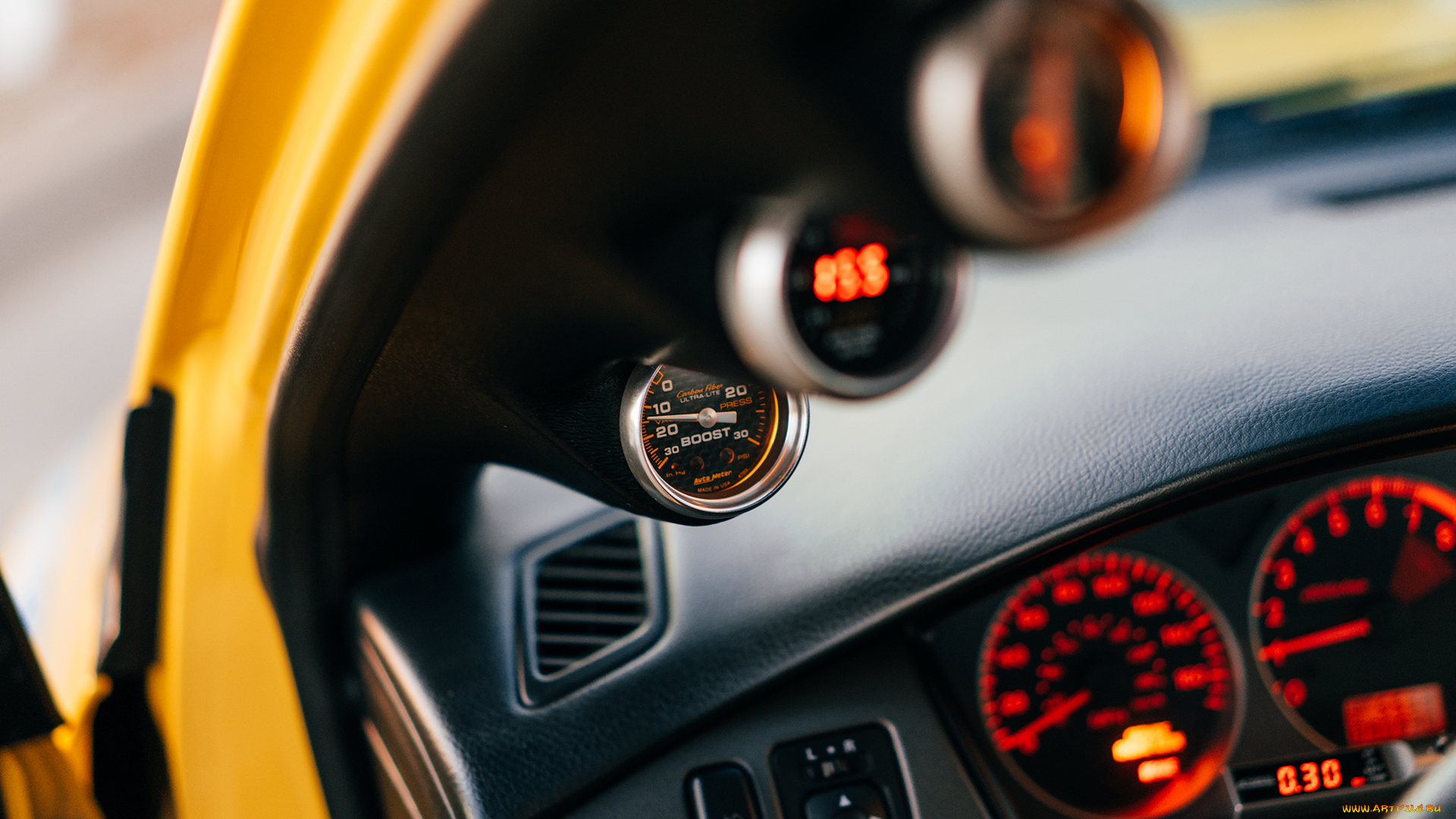 автомобили, спидометры, торпедо, автомобиль, транспортное, средство, постановка, mitsubishi, evo, глубина, резкости, evolution, ix, интерьер, желтые, lancer