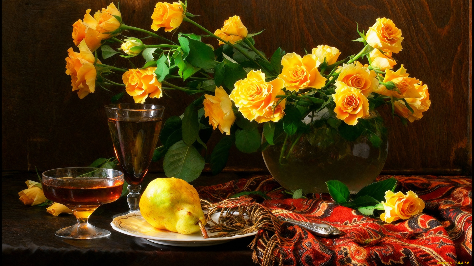 рисованное, цветы, натюрморт