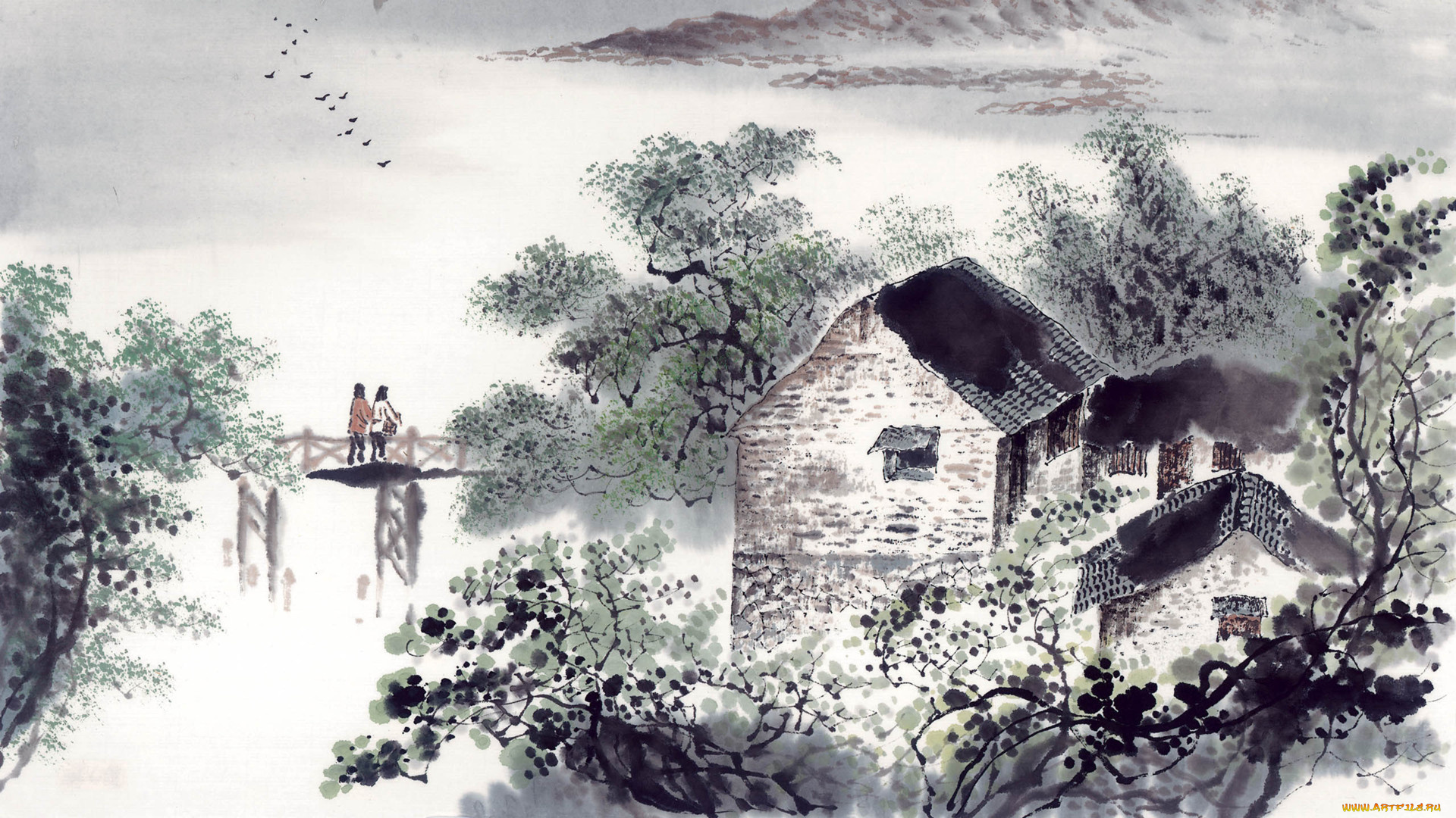 рисованное, живопись, пейзаж