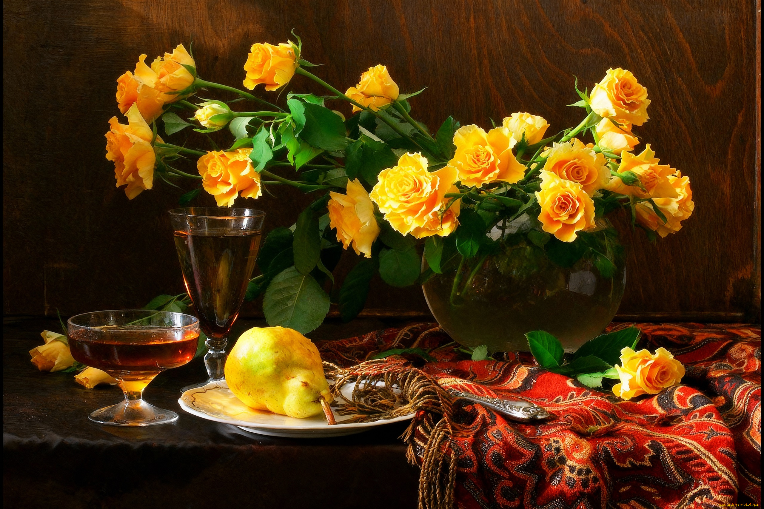 рисованное, цветы, натюрморт