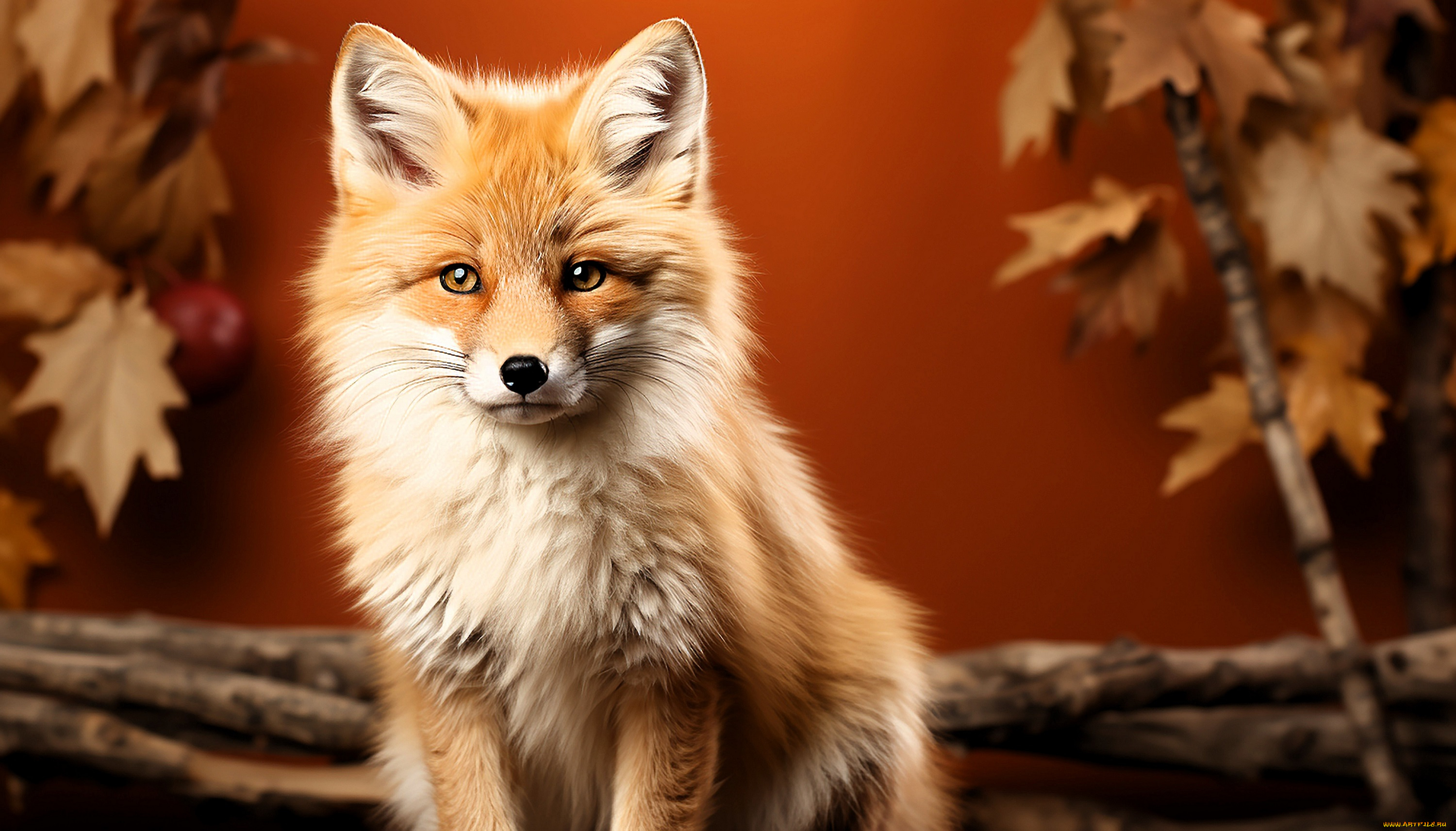 разное, компьютерный, дизайн, лиса, листья, палки