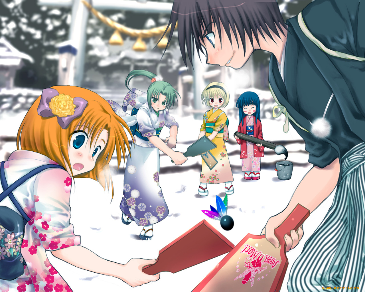 аниме, higurashi, no, naku, koro, ni, ryuuguu, rena, sonozaki, mion, maebara, keiichi, houjou, satoko, furude, rika