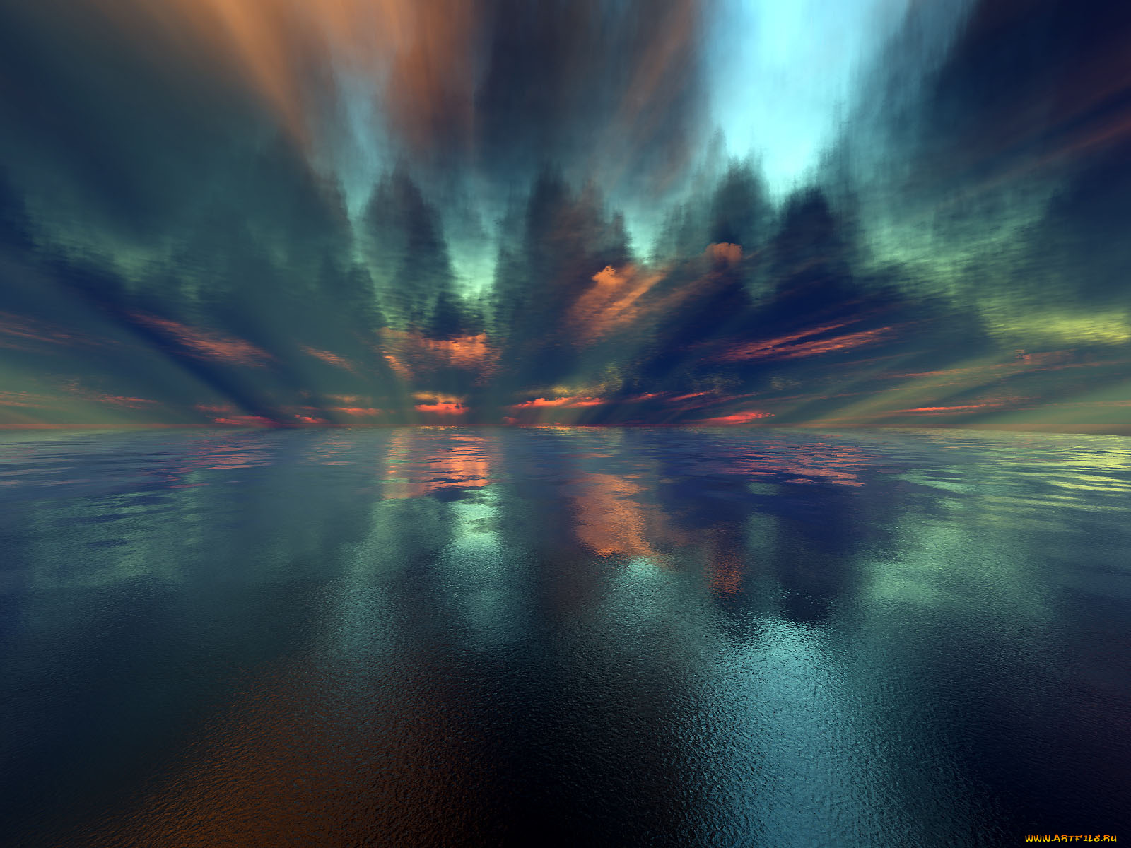 3д, графика, sea, undersea, море, облака