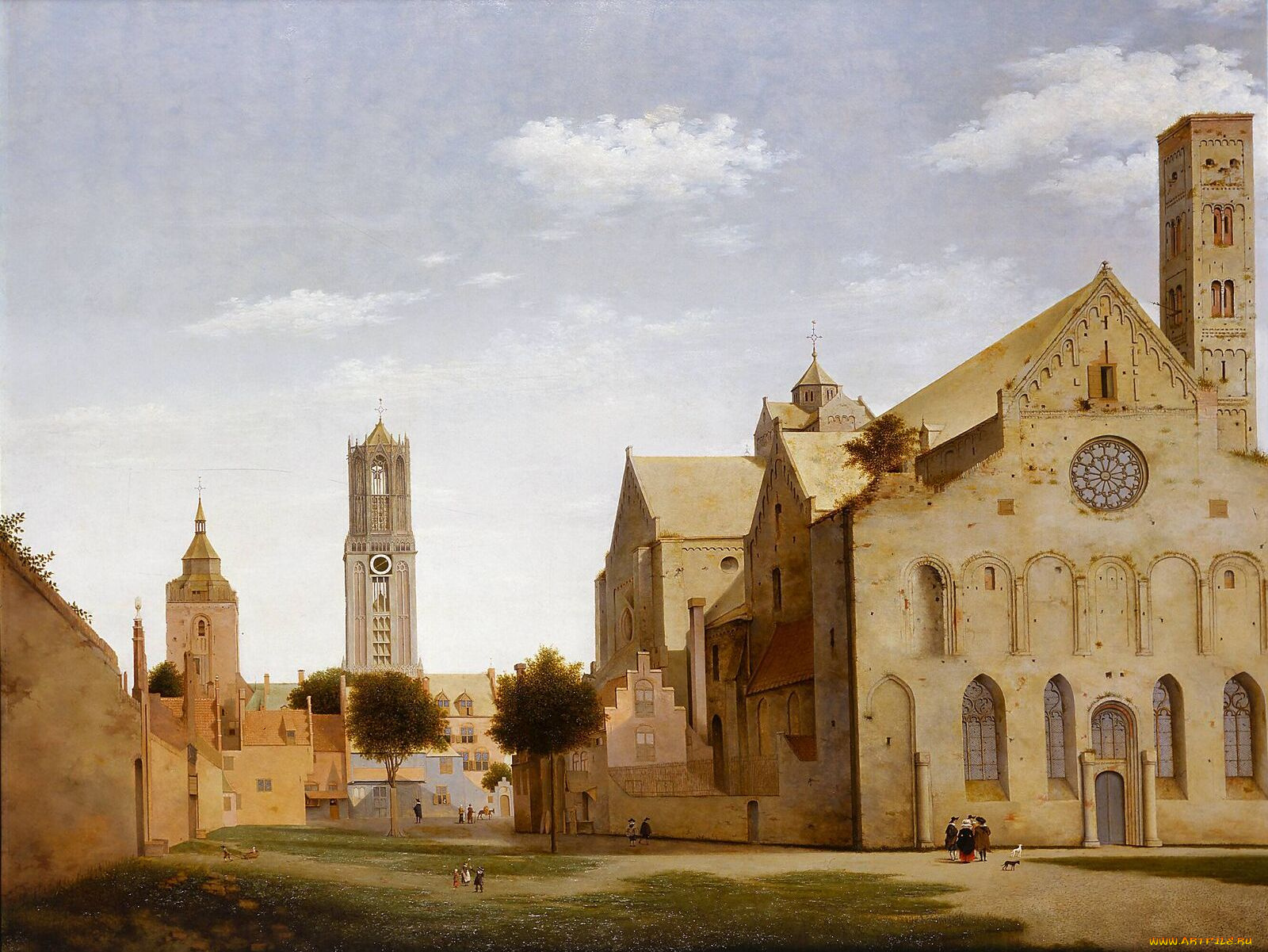 gezicht, op, de, mariaplaats, en, mariakerk, te, utrecht, рисованные, pieter, saenredam