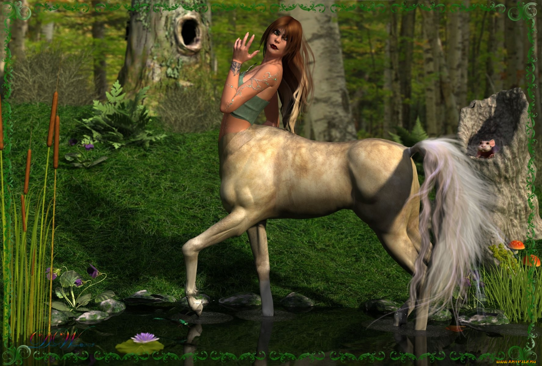 3д, графика, fantasy, фантазия, цветы, лес