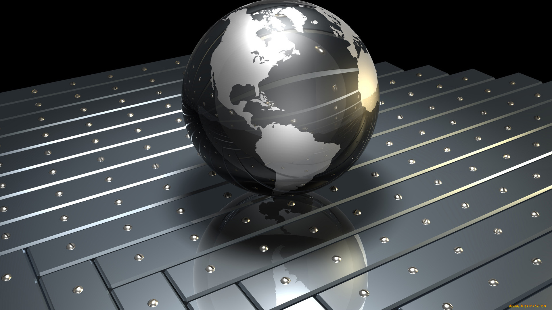 3д, графика, другое, планета, земля, рендеринг, 3d, металл