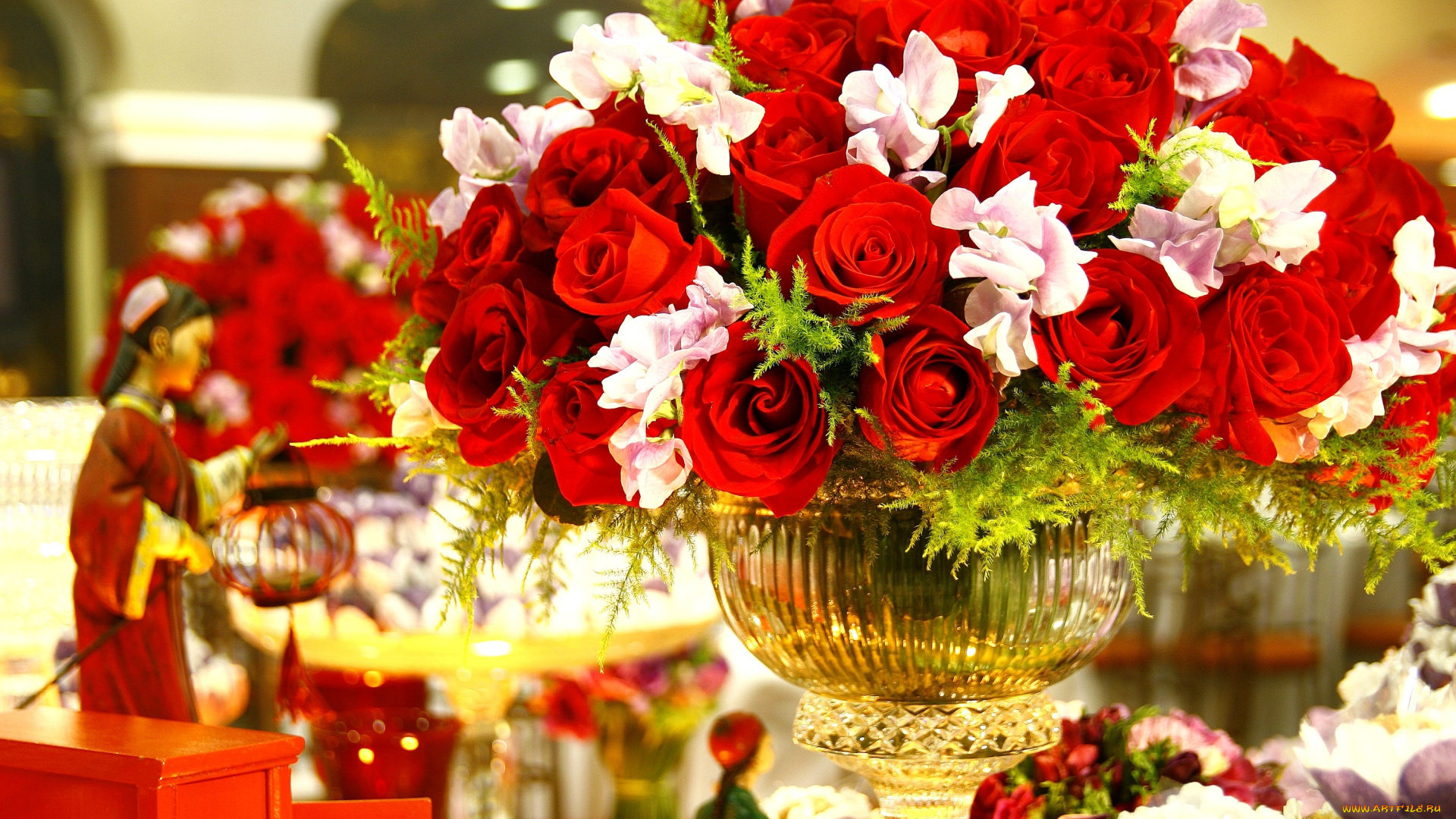 цветы, букеты, композиции, ваза, розы, красный