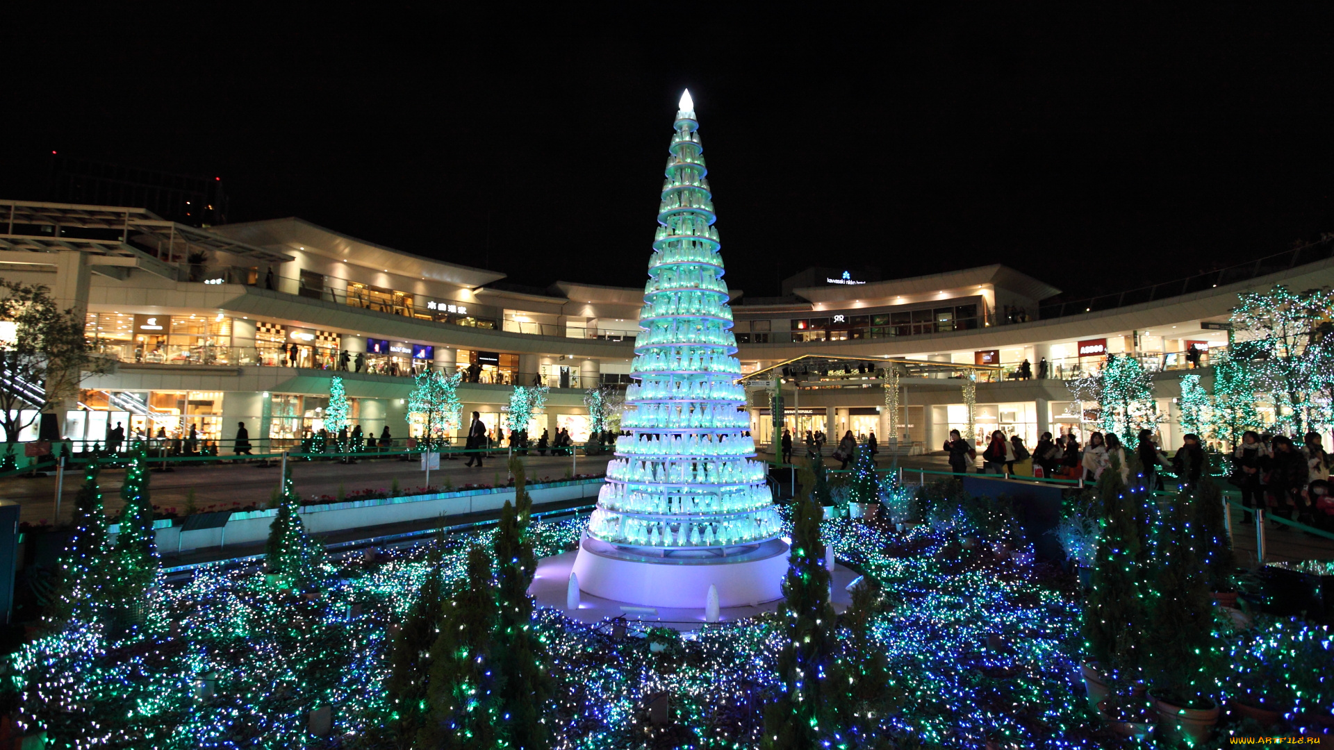 праздничные, Ёлки, площадь, иллюминация