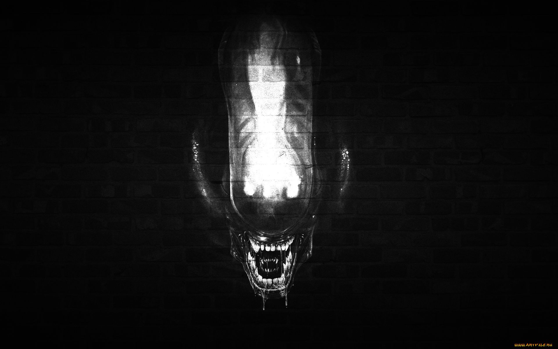 Чужой, кино, фильмы, alien, прищелец, кирпич, чужой, стена