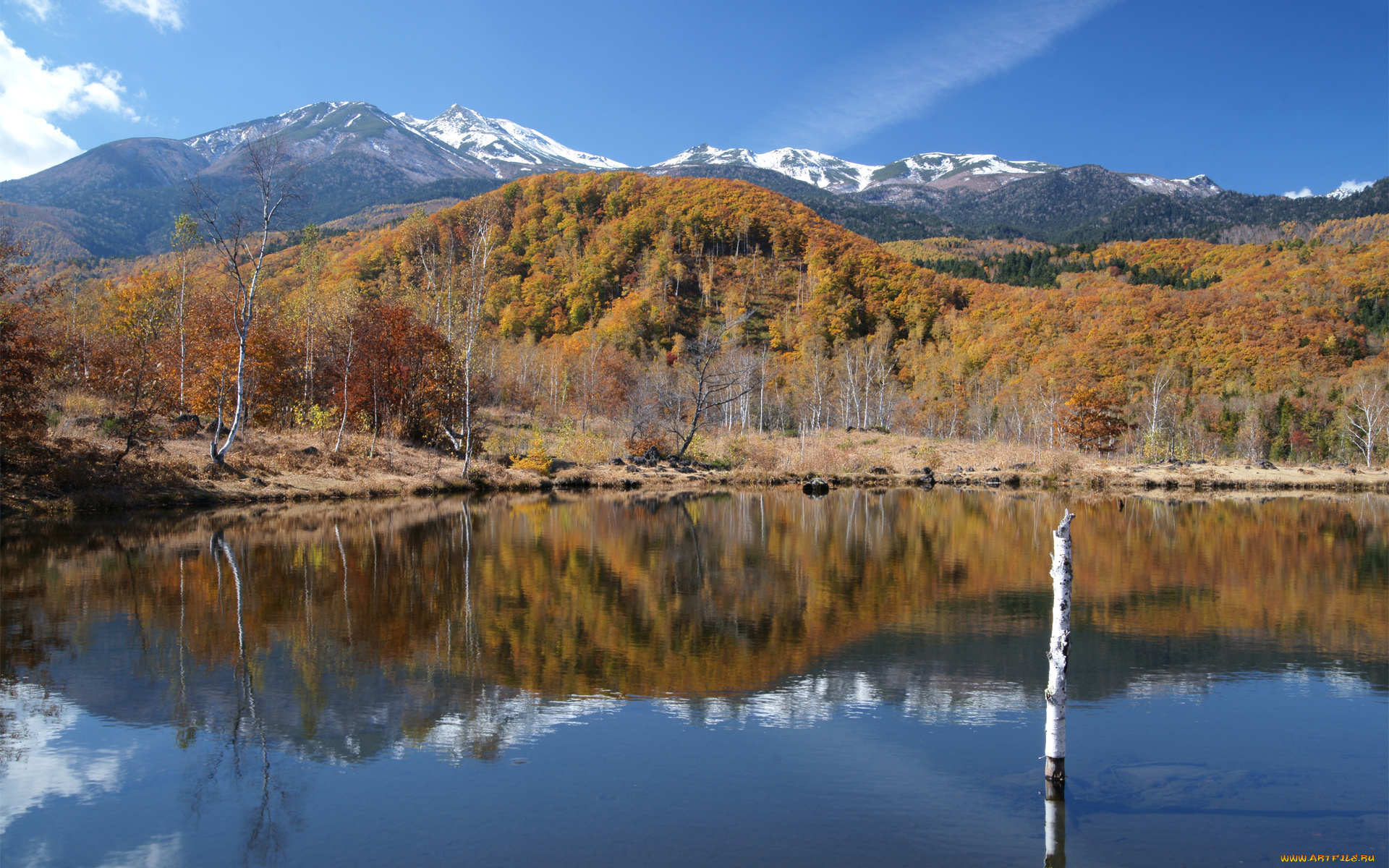 природа, реки, озера, осень, озеро, горы, деревья, ствол, холмы