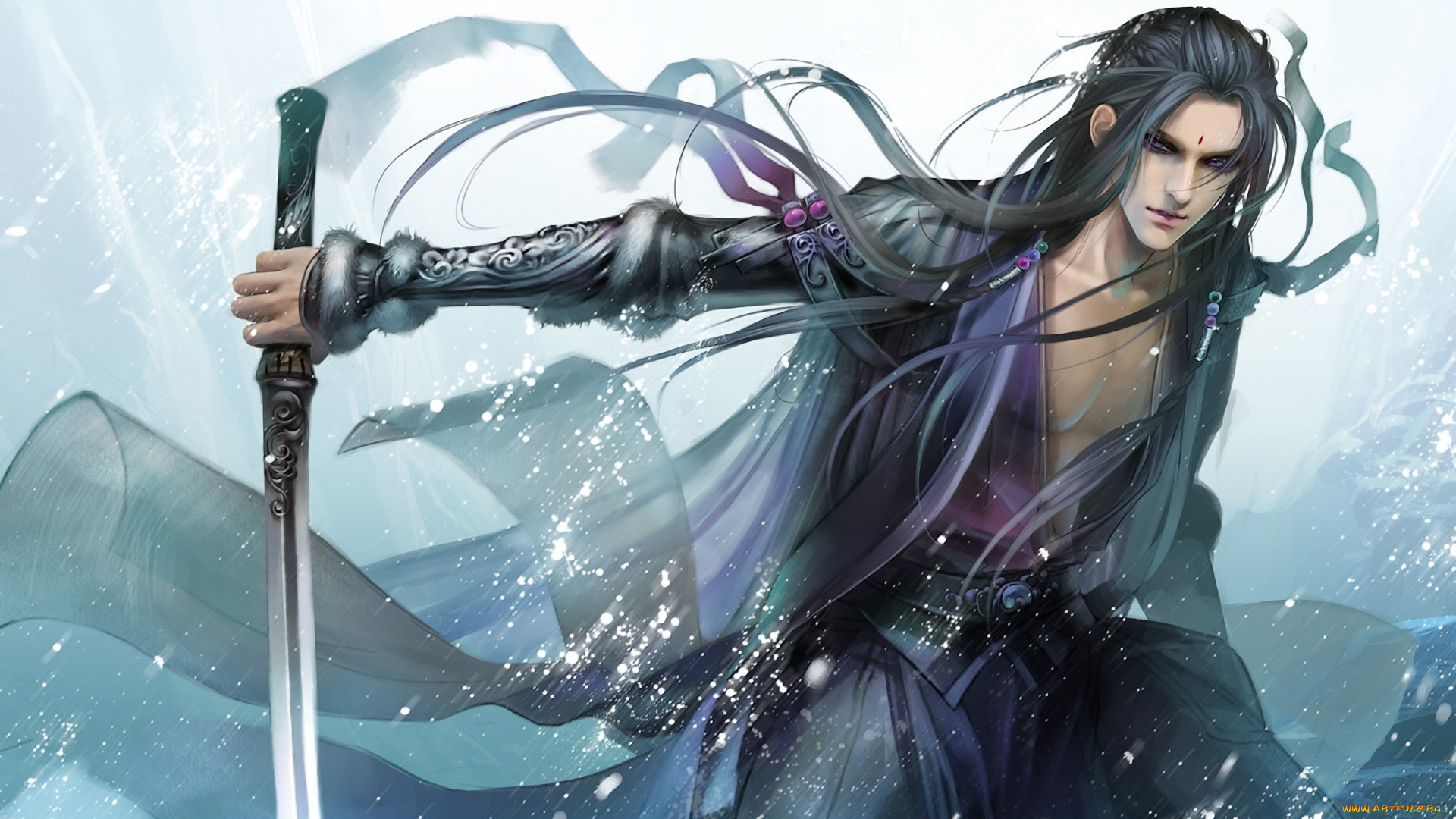 фэнтези, люди, меч, ветер, воин, юноша, парень