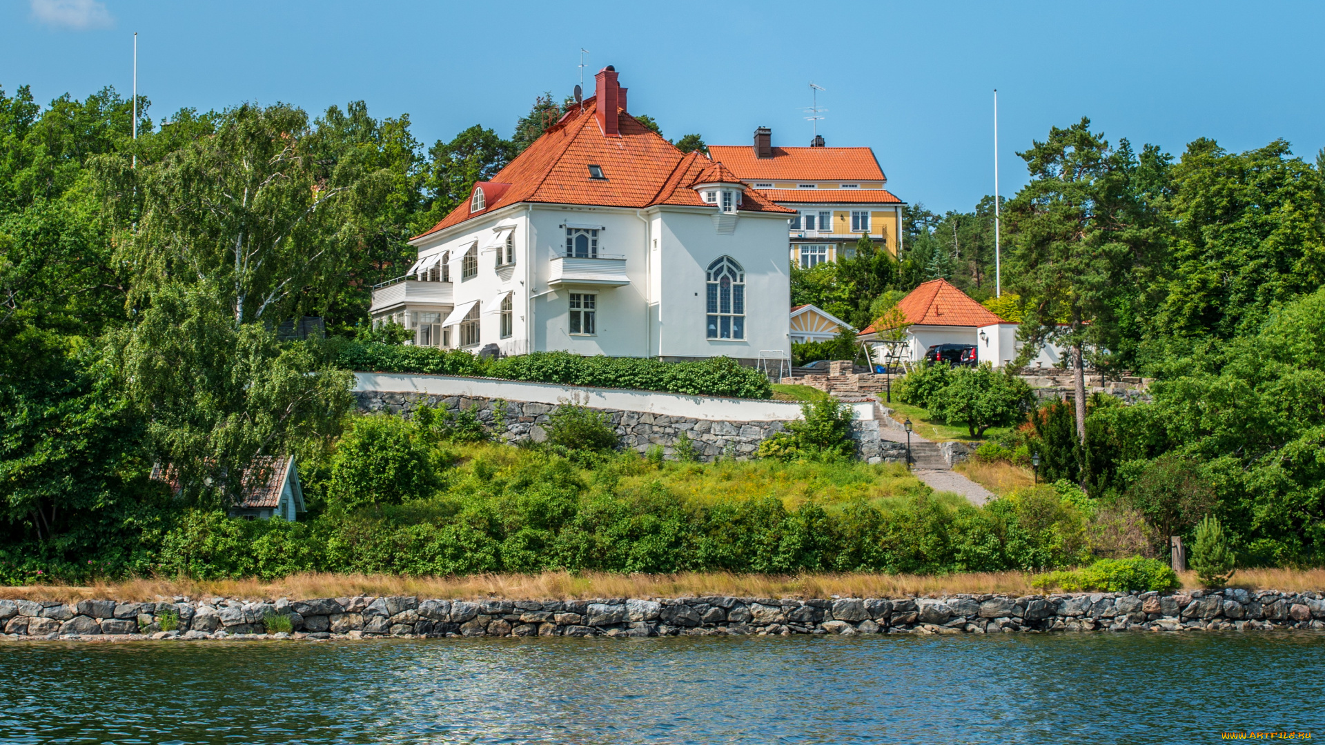 города, стокгольм, , швеция, стокгольм, nacka, набережная, дома