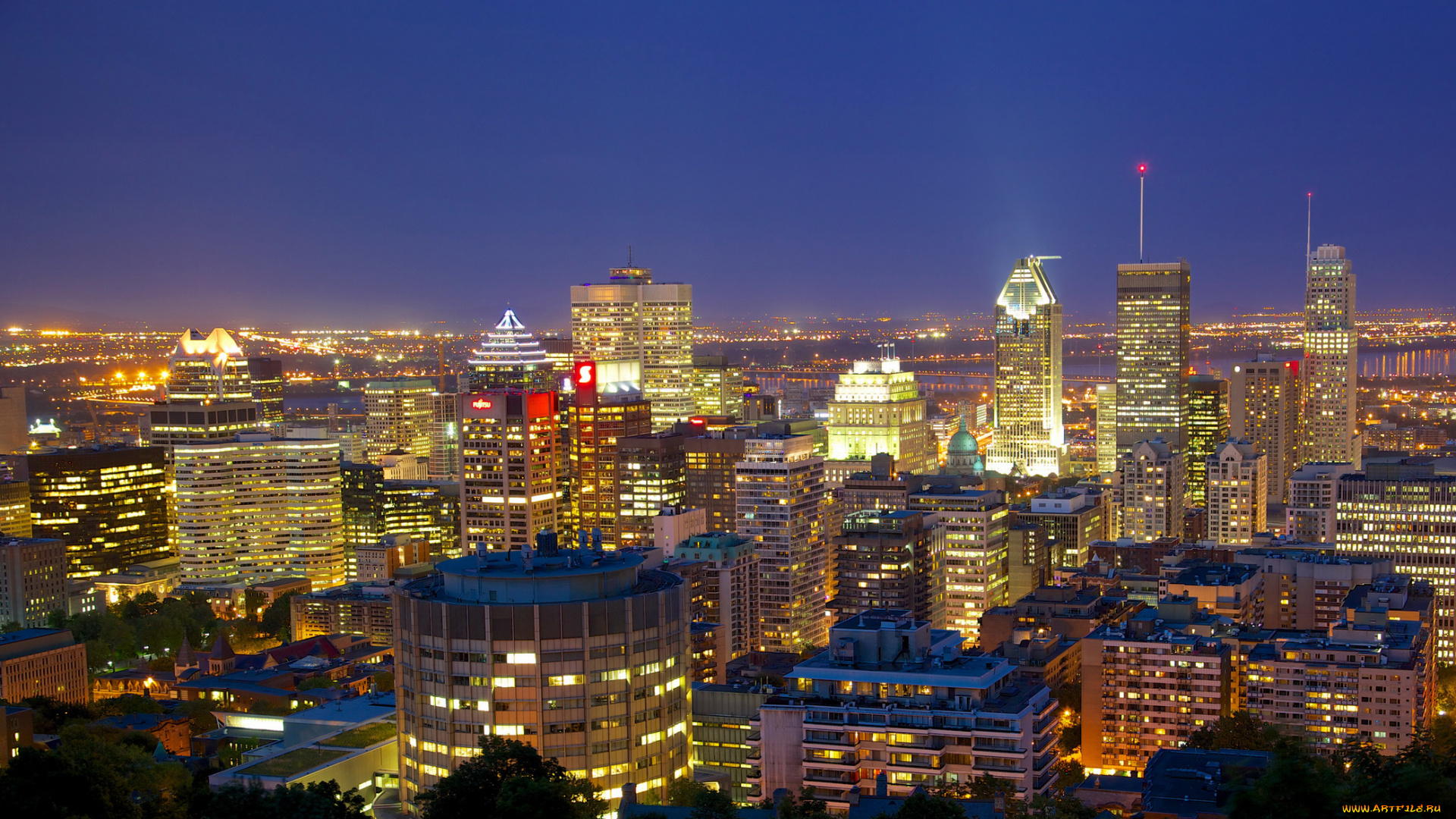 montreal, канада, города, -, панорамы, montreal, дома, огни, ночь, панорама, канада