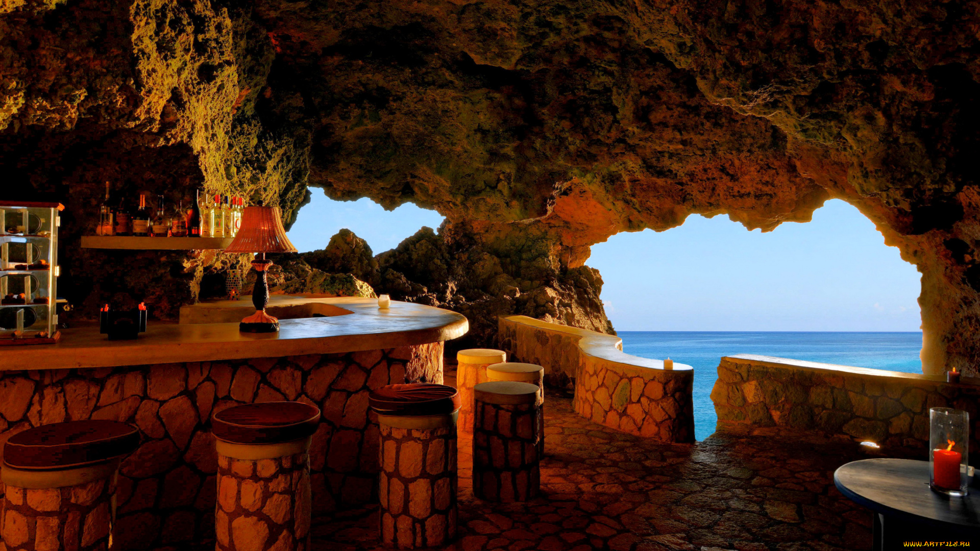 negril, jamaica, интерьер, кафе, , рестораны, , отели, грот, бар, Ямайка, море