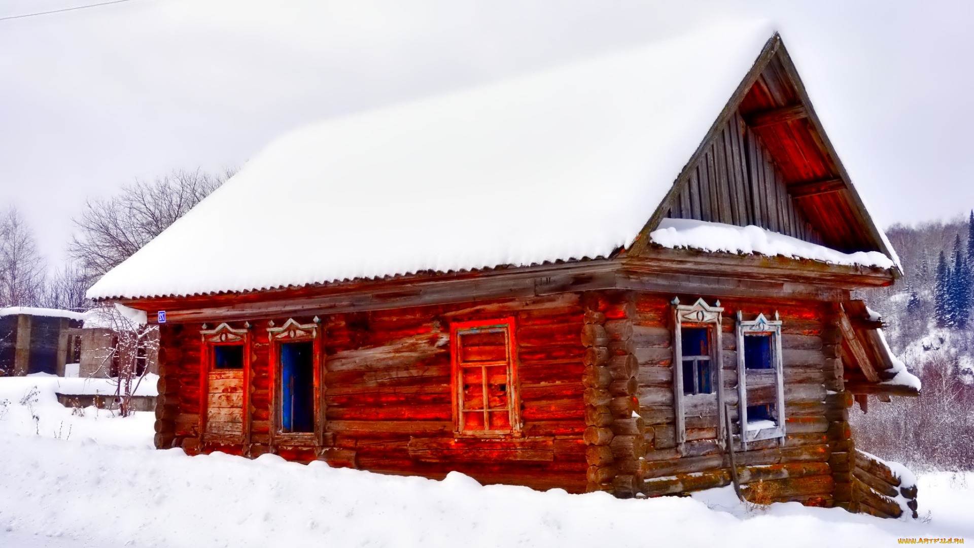 разное, развалины, , руины, , металлолом, снег, дом