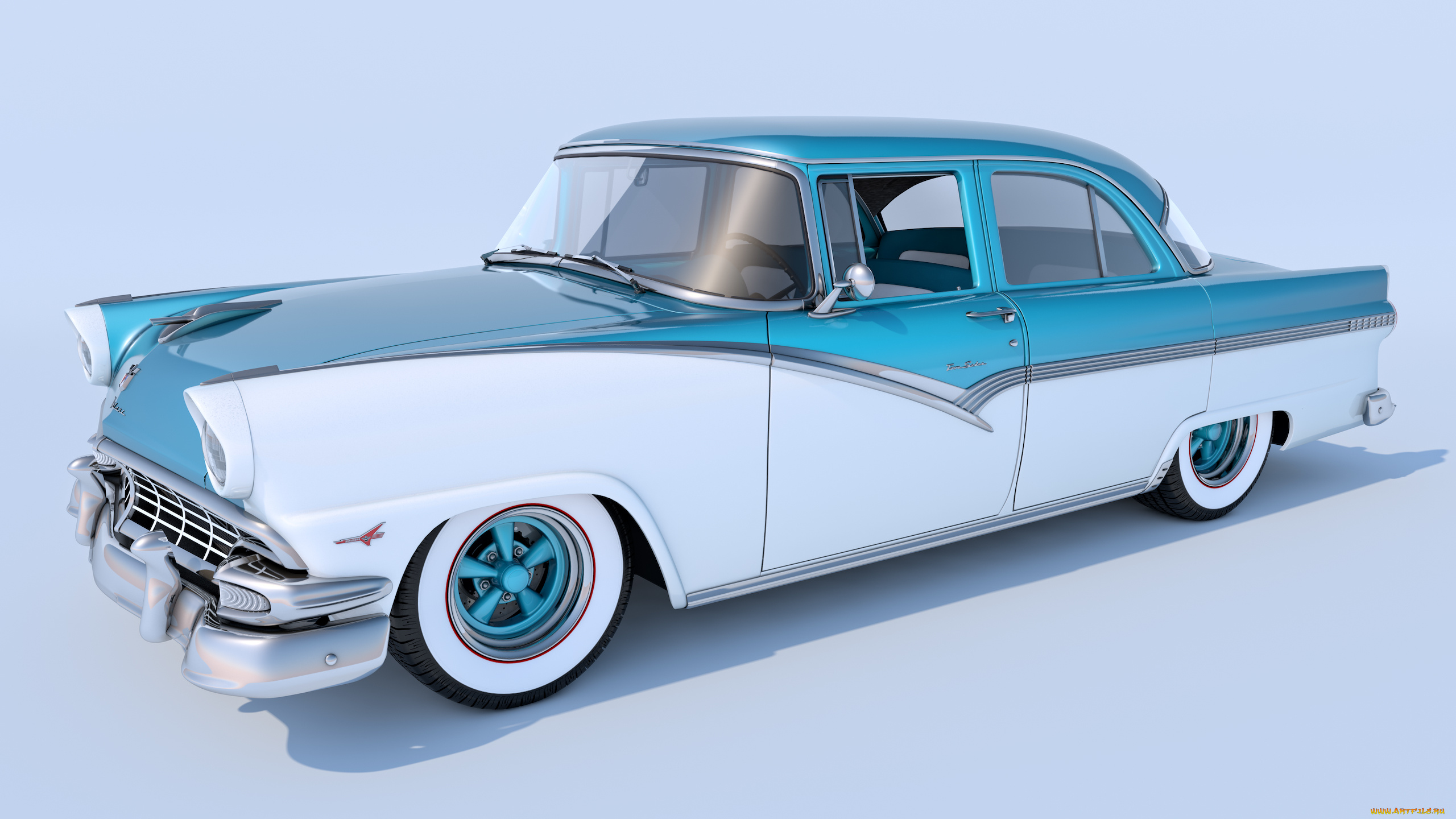 автомобили, 3д, ford, 1956, sedan, town, fairlane