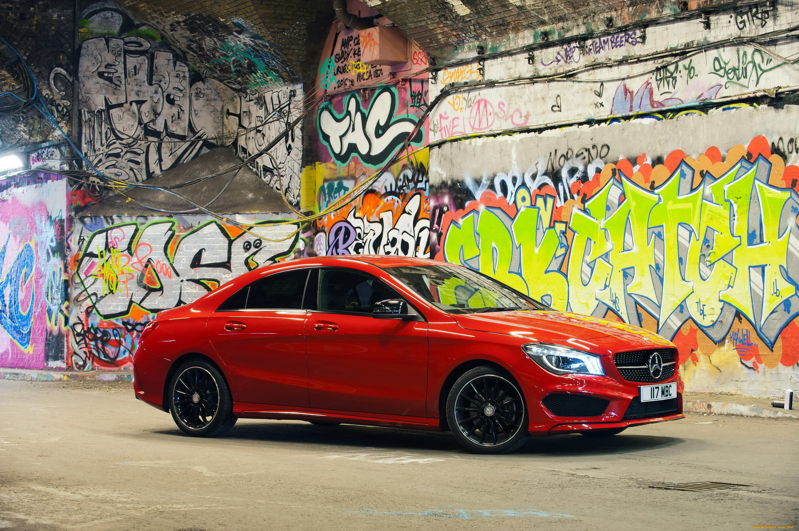 2013, mercedes-benz, cla220, cdi, автомобили, mercedes-benz, граффити, красная