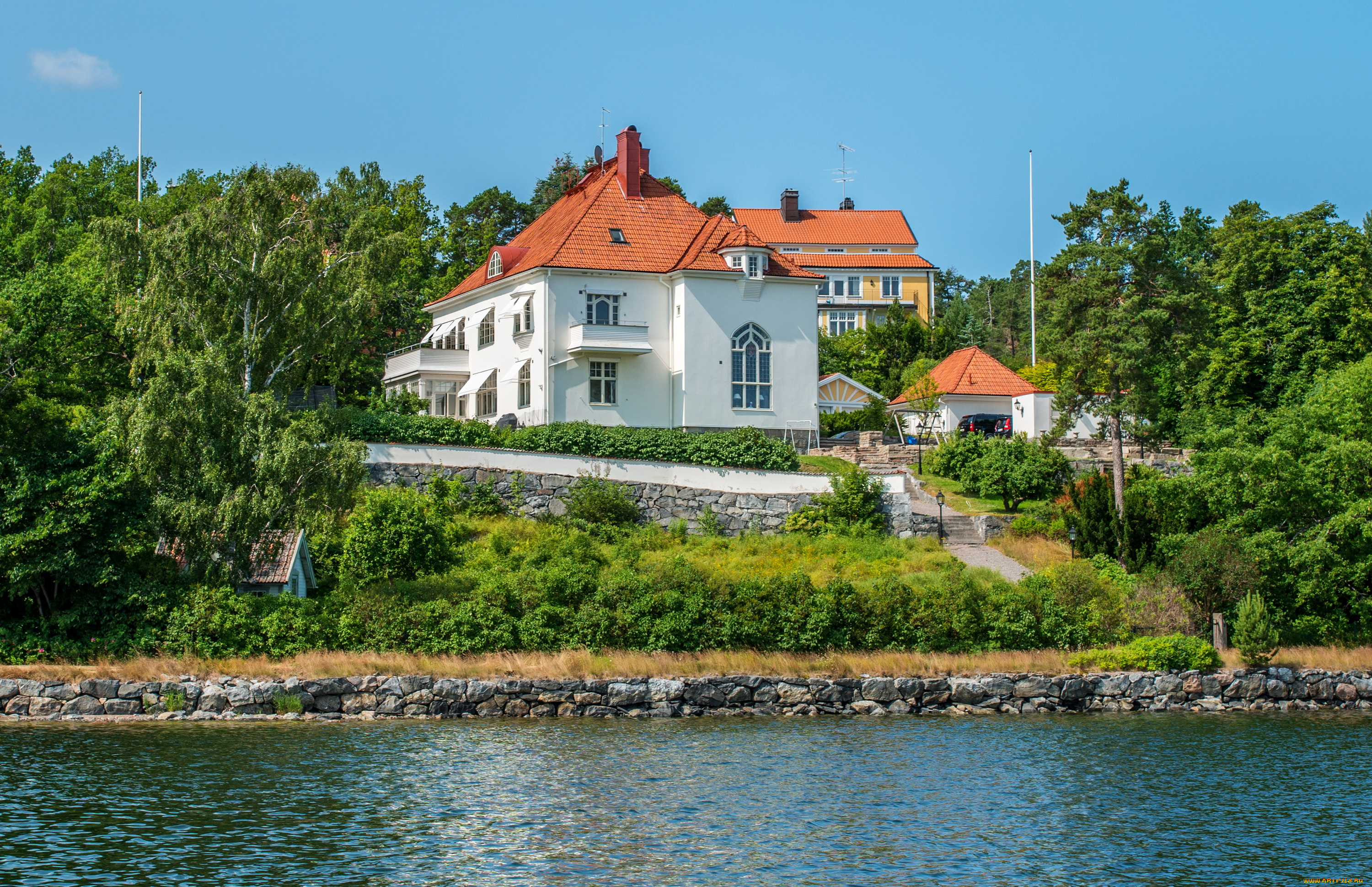 города, стокгольм, , швеция, стокгольм, nacka, набережная, дома