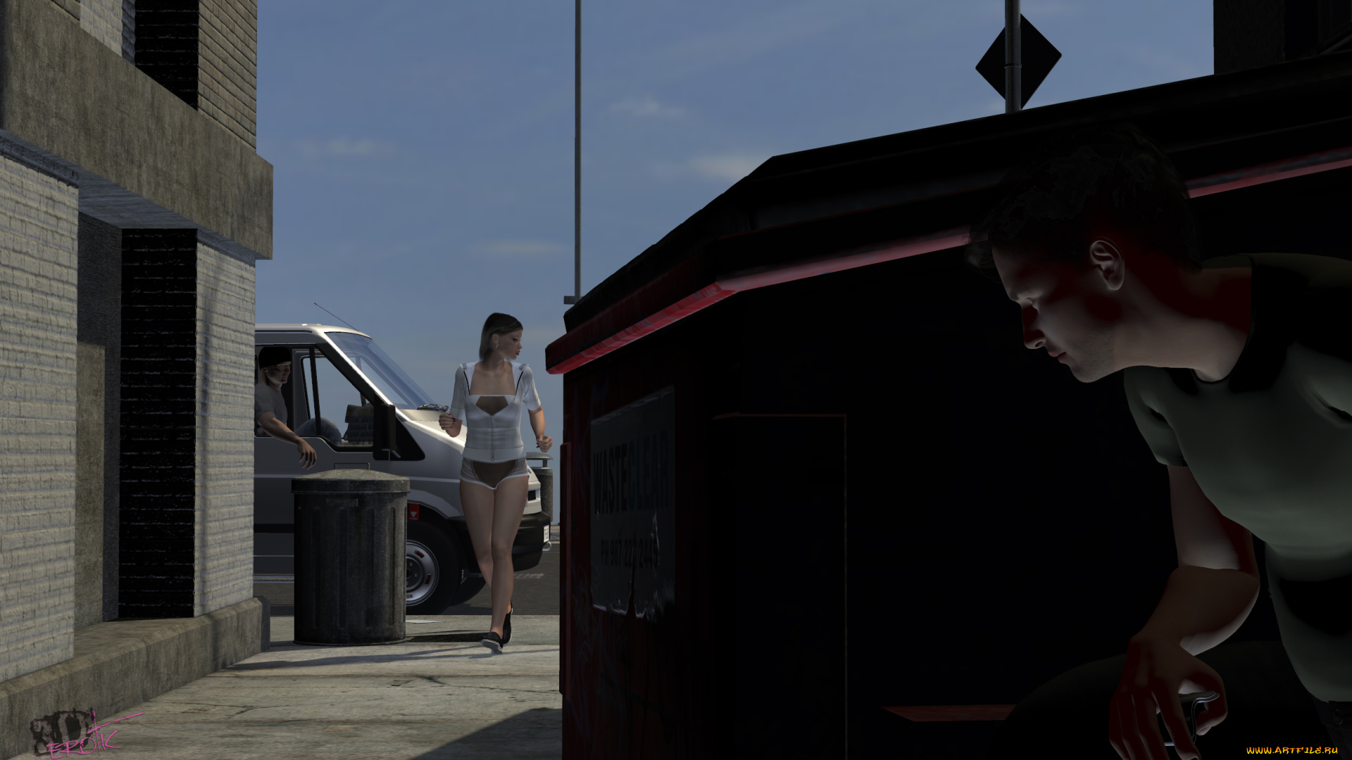 3д, графика, люди, , people, улица, взгляд, фон, бег, спорт, девушка