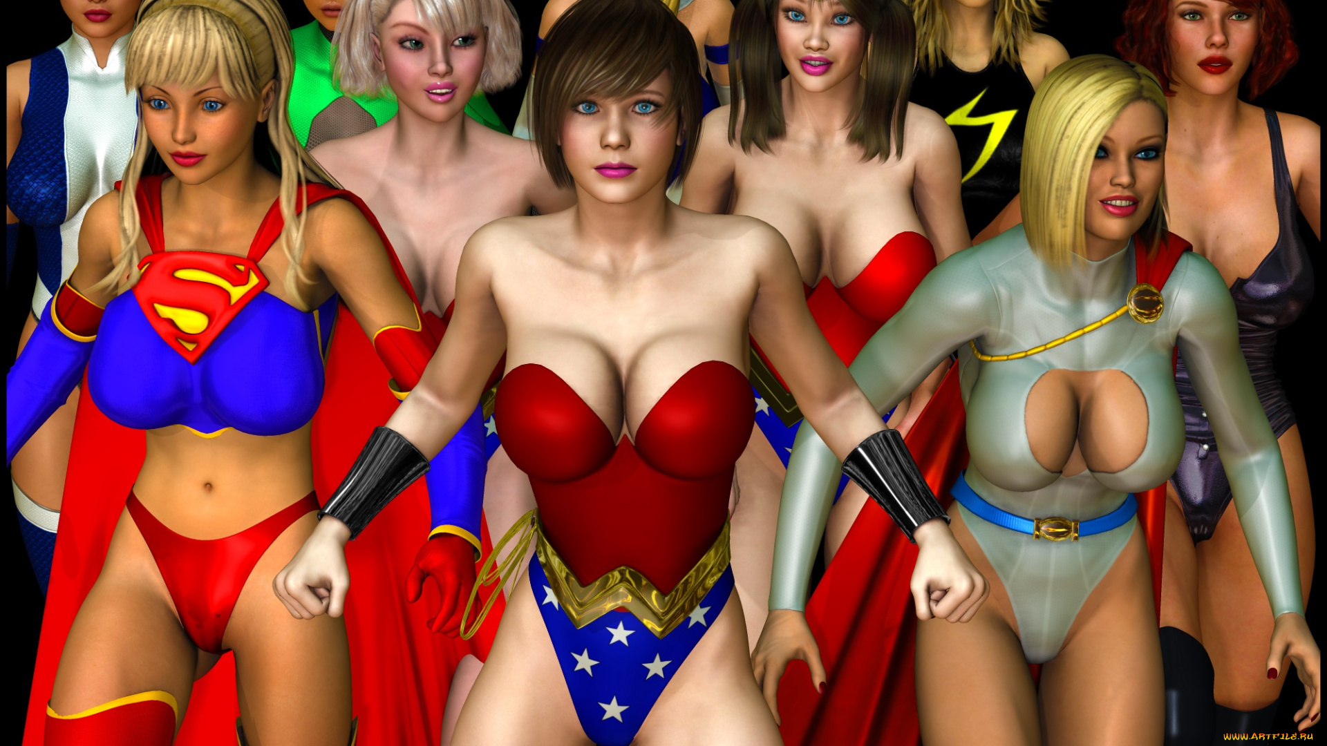 lordsnot, 3д, графика, фантазия, , fantasy, супермены, фон, взгляд, девушки