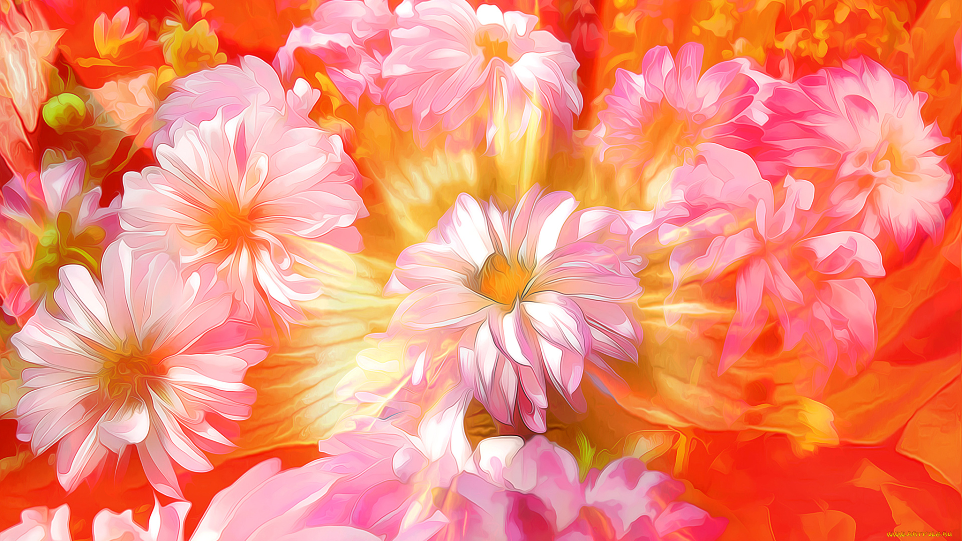 разное, компьютерный, дизайн, цветы, лепестки, сад, макро