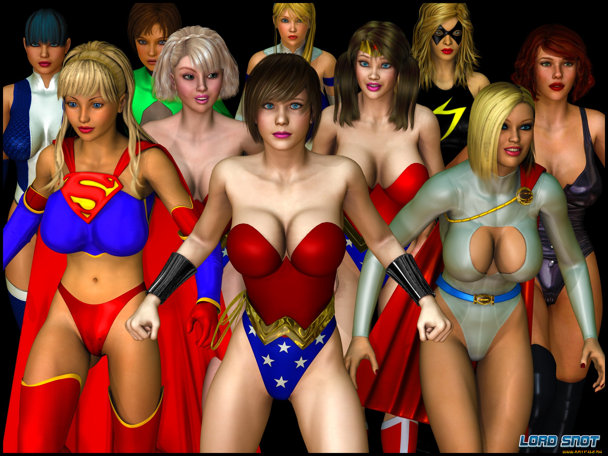 lordsnot, 3д, графика, фантазия, , fantasy, супермены, фон, взгляд, девушки