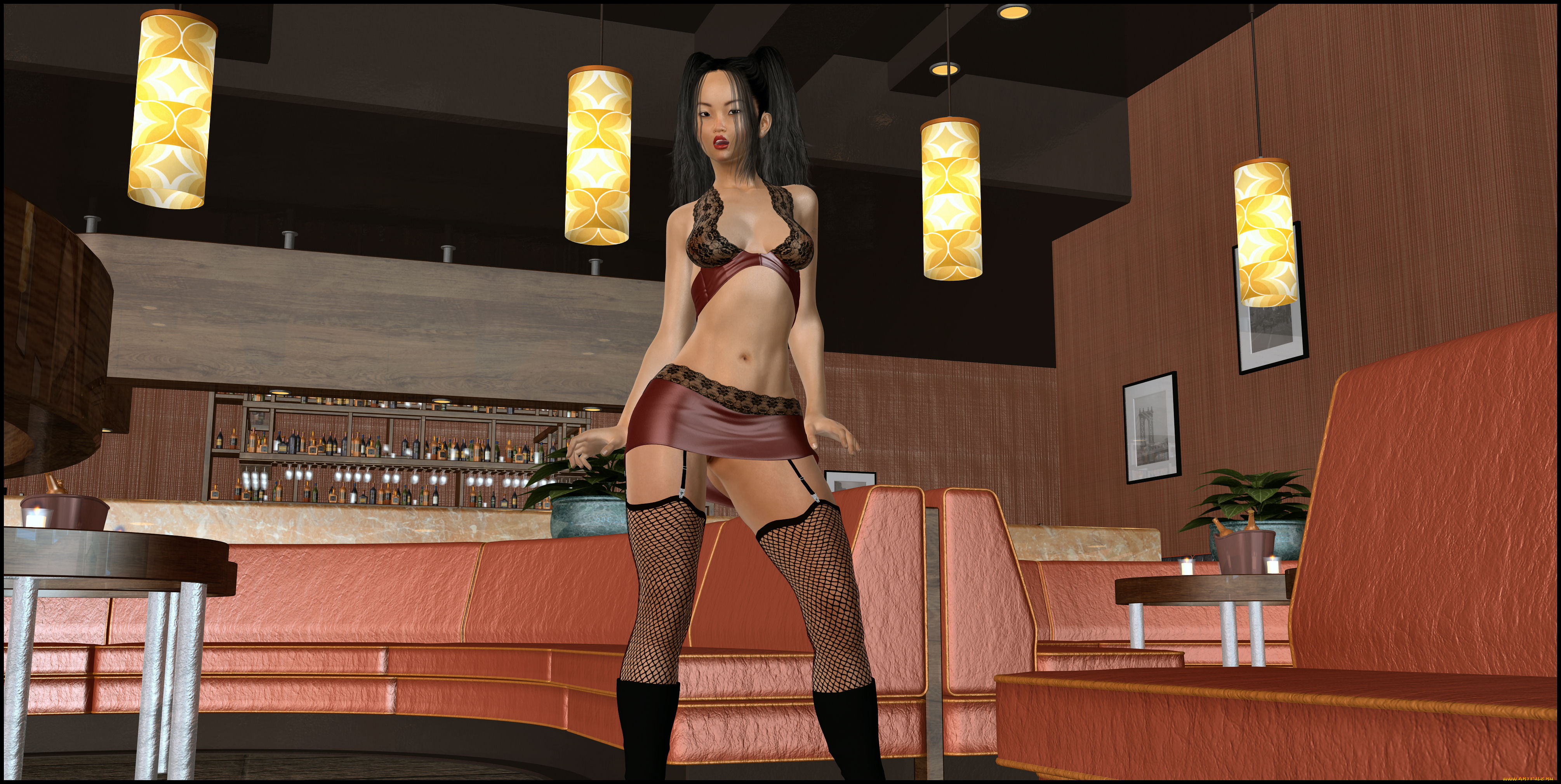 3д, графика, люди, , people, диваны, взгляд, фон, девушка