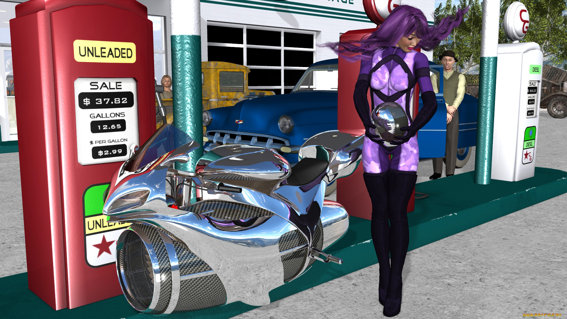 3д, графика, фантазия, , fantasy, фон, взгляд, девушка