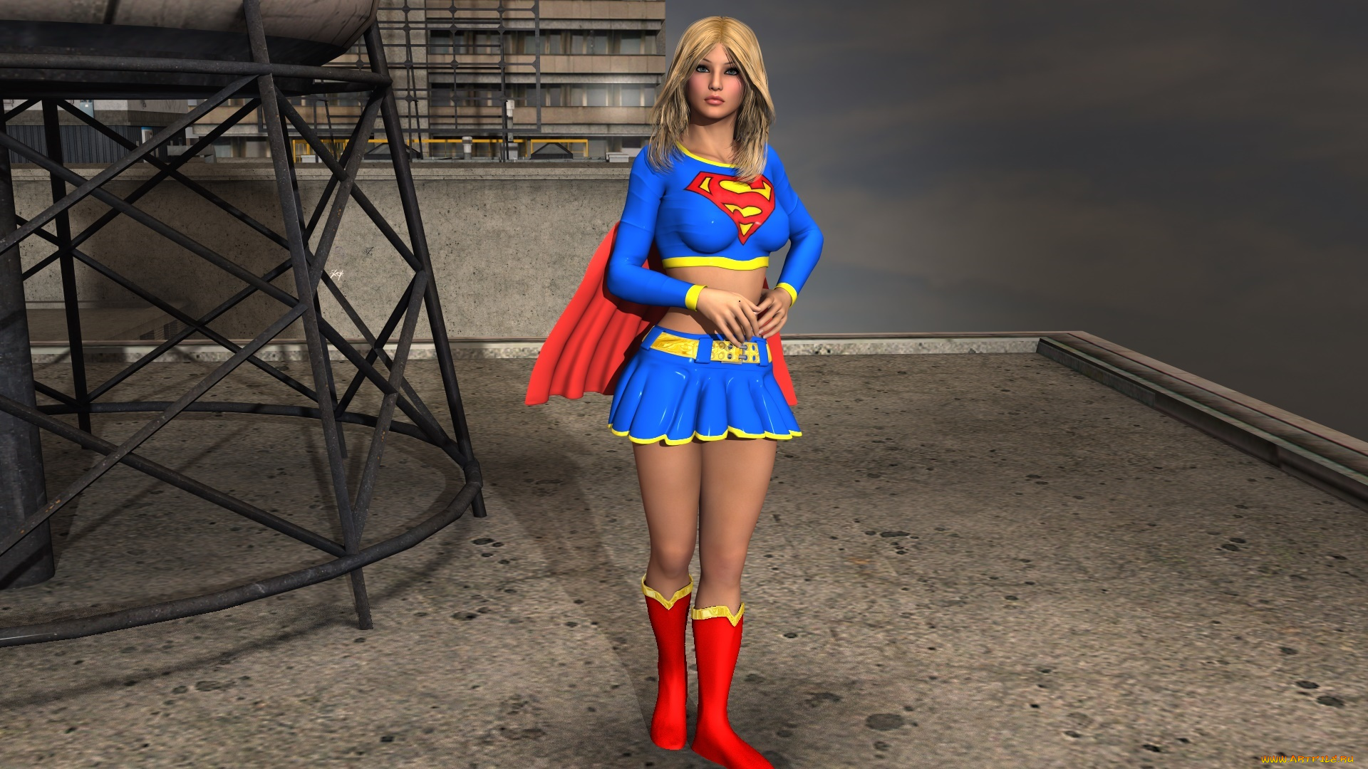 3д, графика, фантазия, , fantasy, супермен, фон, взгляд, девушка