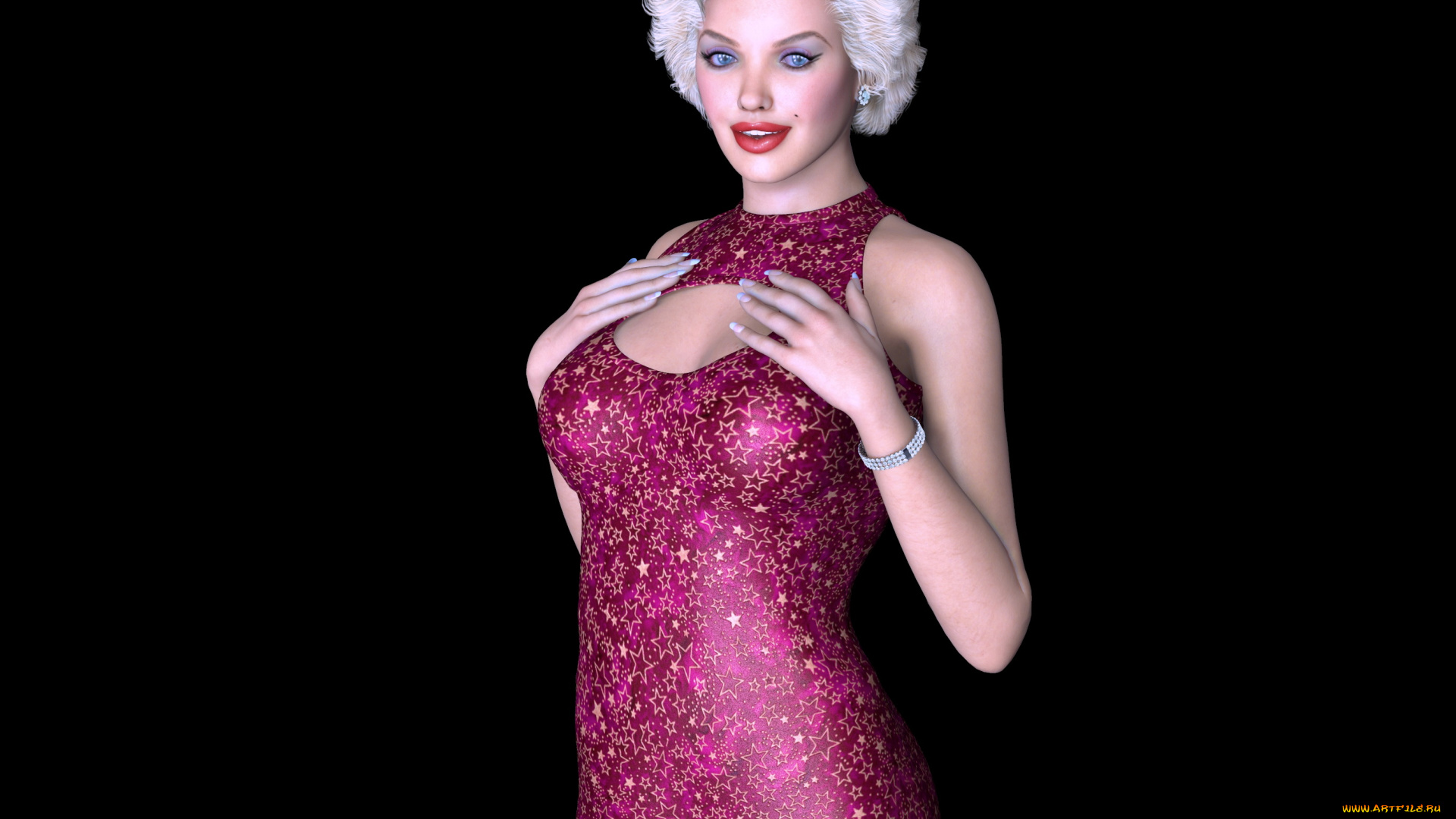 3д, графика, люди, , people, блондинка, взгляд, девушка, фон