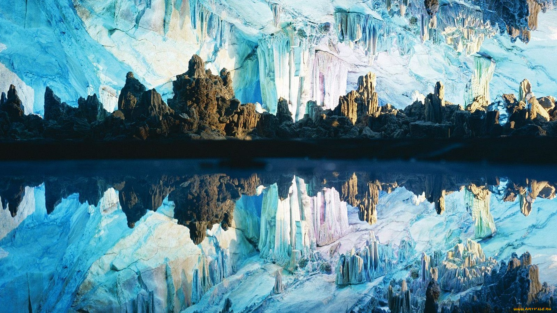 природа, реки, озера, пещера, озеро, лёд, камни