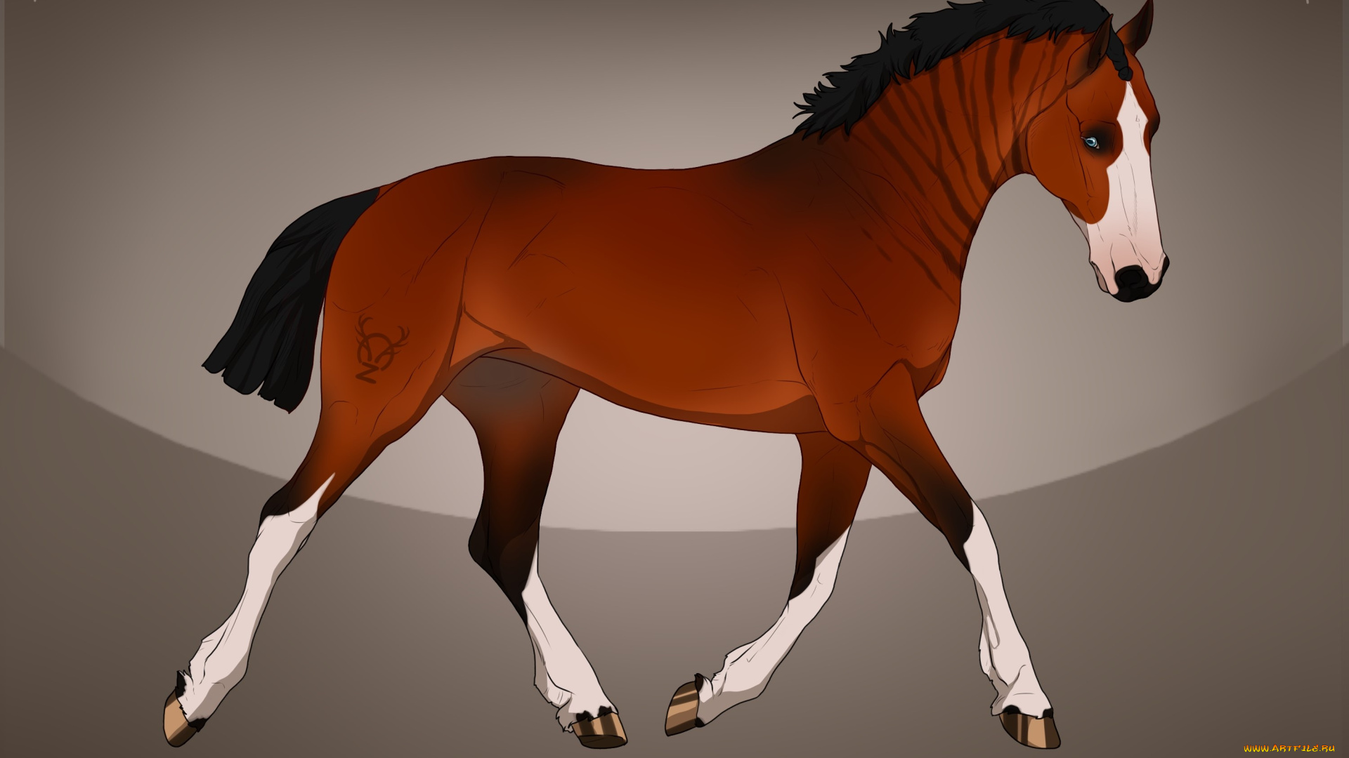 рисованное, животные, , лошади, лошадь, фон