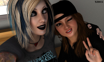 обоя 3д графика, портрет , portraits, фон, взгляд, девушки