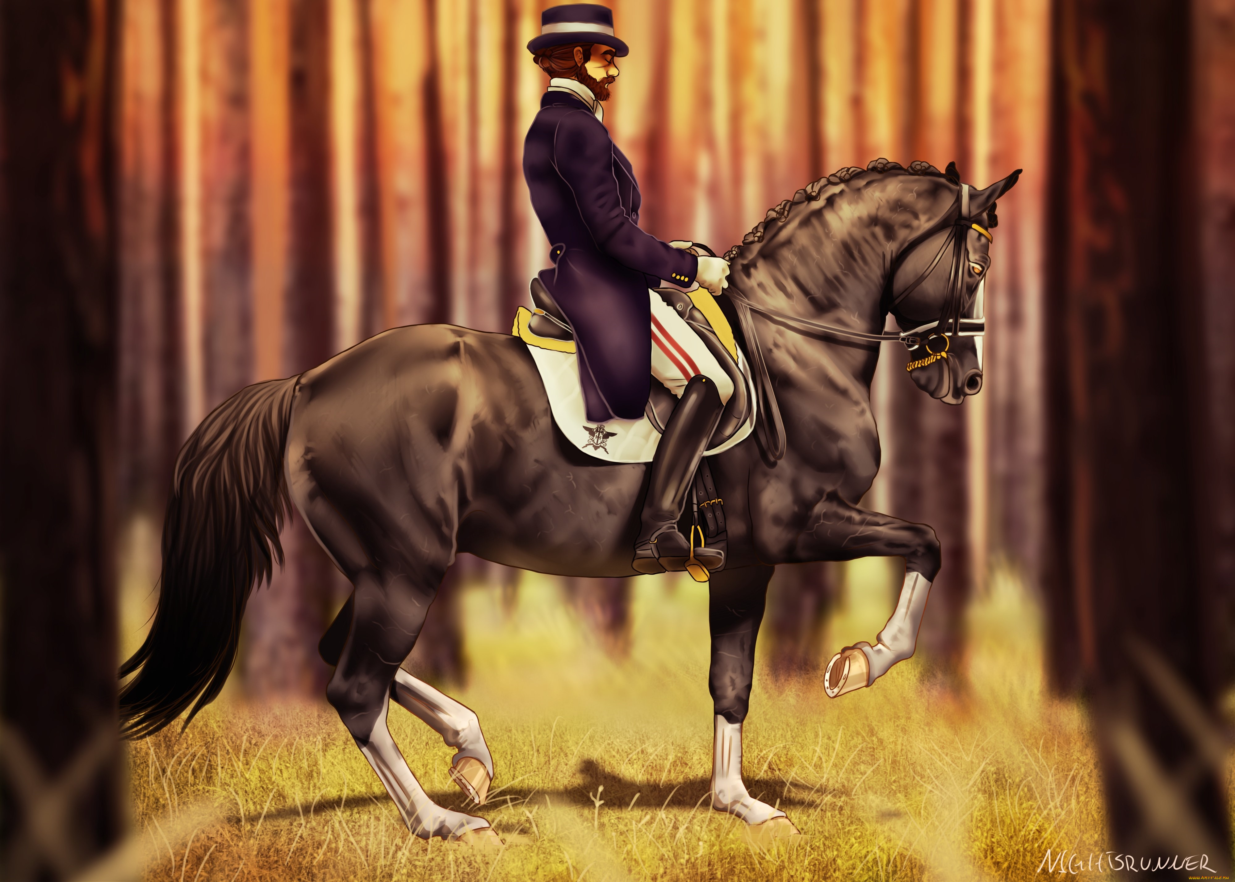 рисованное, животные, , лошади, всадник, фон, лошадь