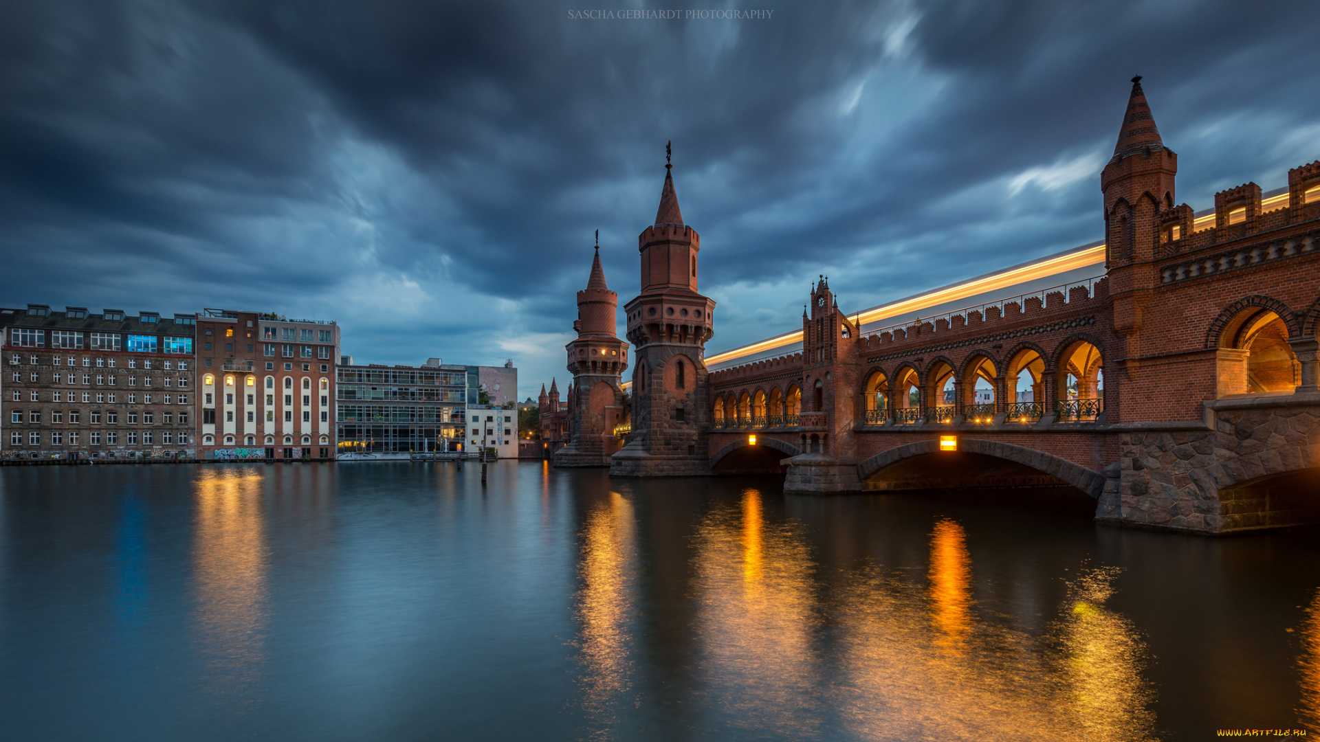 oberbaumbr&, 252, cke, -, berlin, города, берлин, , германия, мост, река