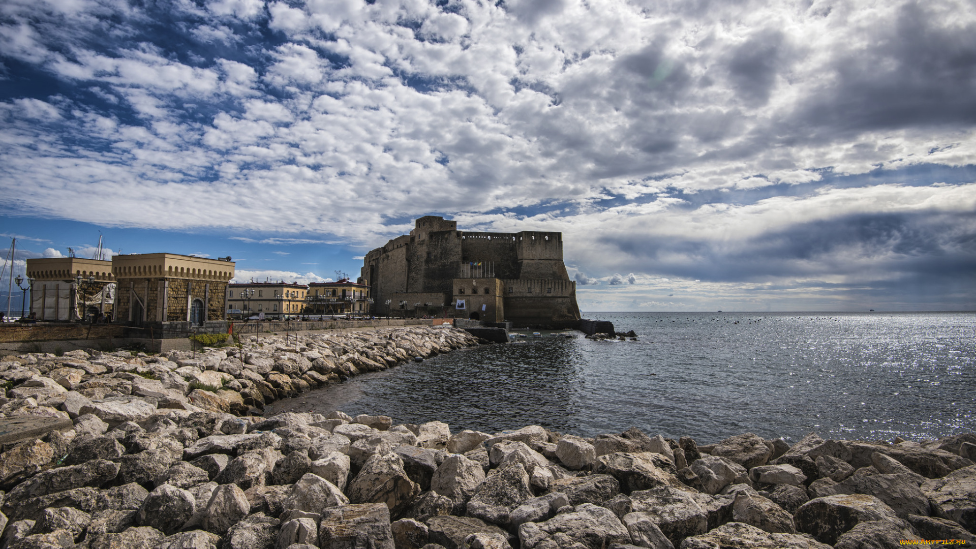 ovo, castle, , naples, , italy, города, замки, италии, побережье