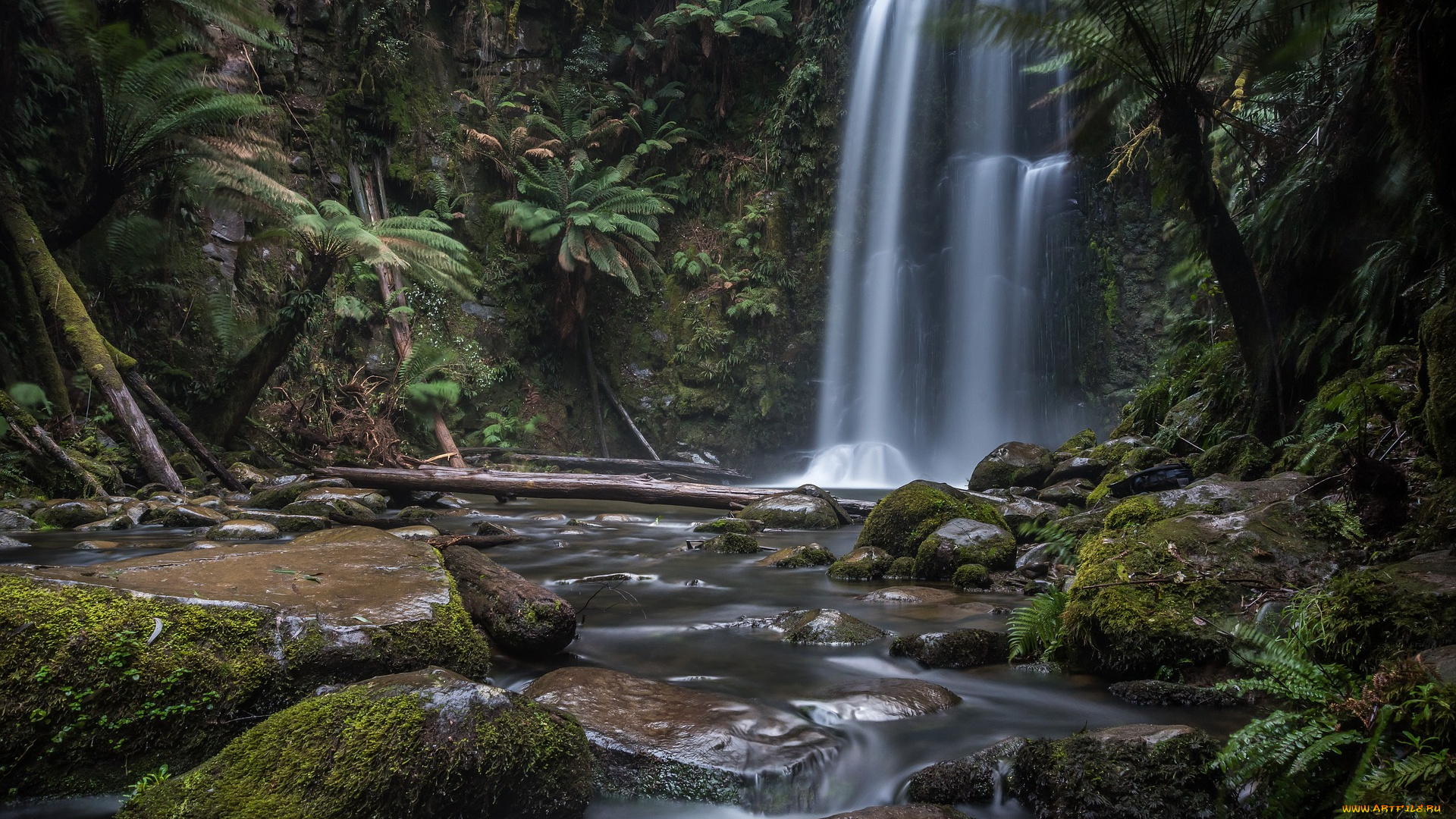 природа, водопады, камни, поток