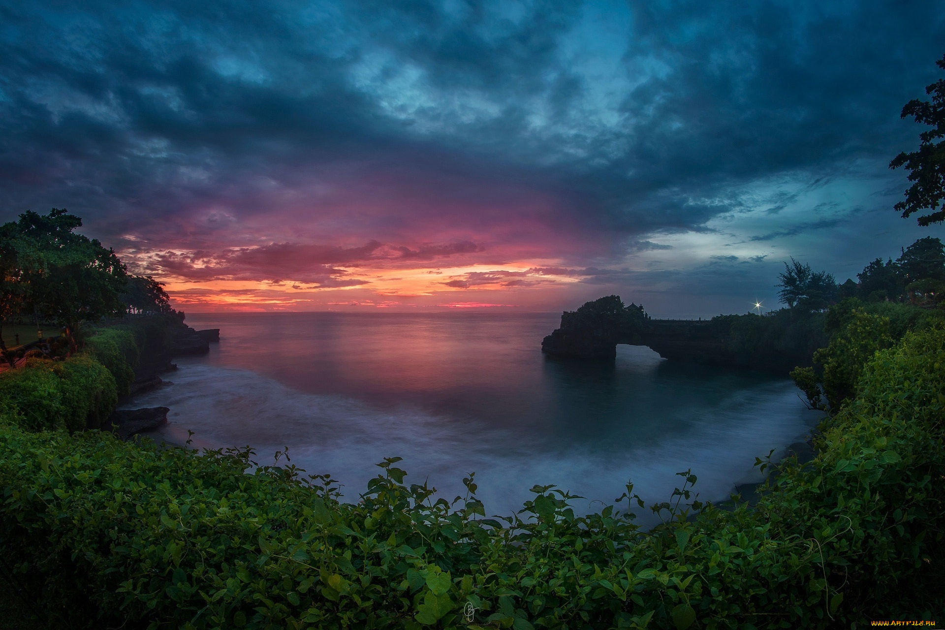 природа, побережье, закат, море, берег