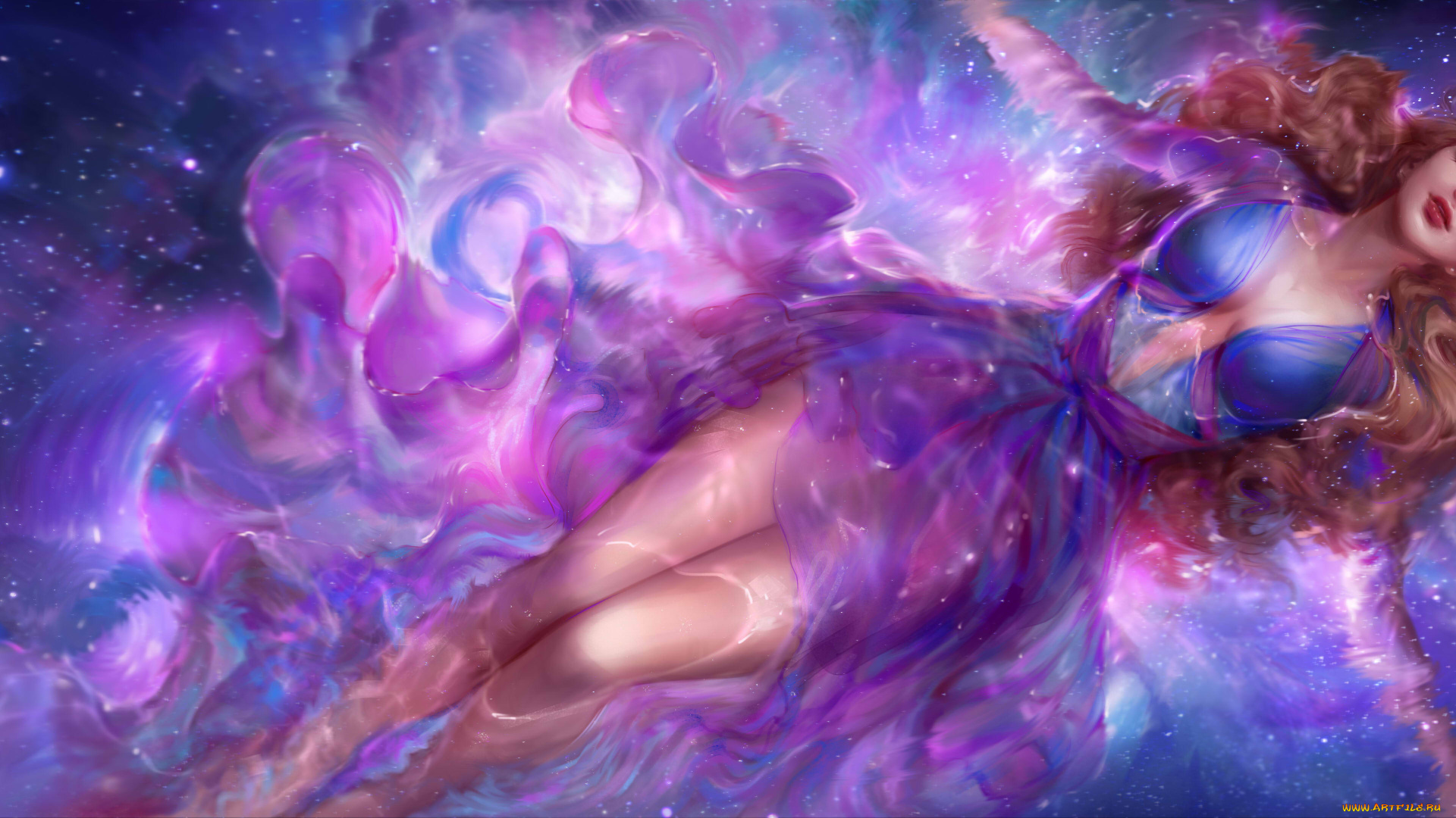 фэнтези, девушки, девушка, фон, полет, сон