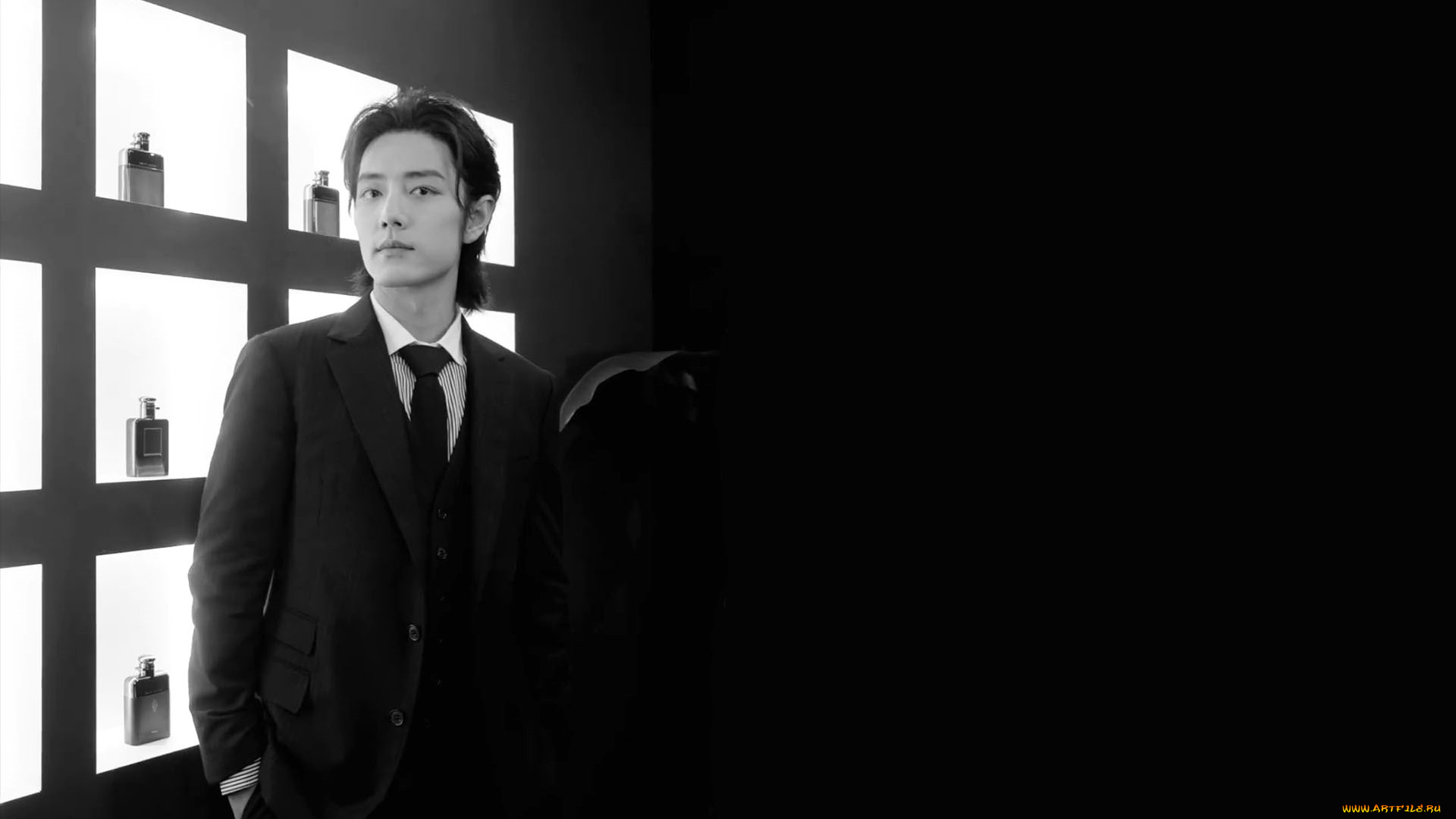 мужчины, xiao, zhan, актер, пиджак, полки, духи