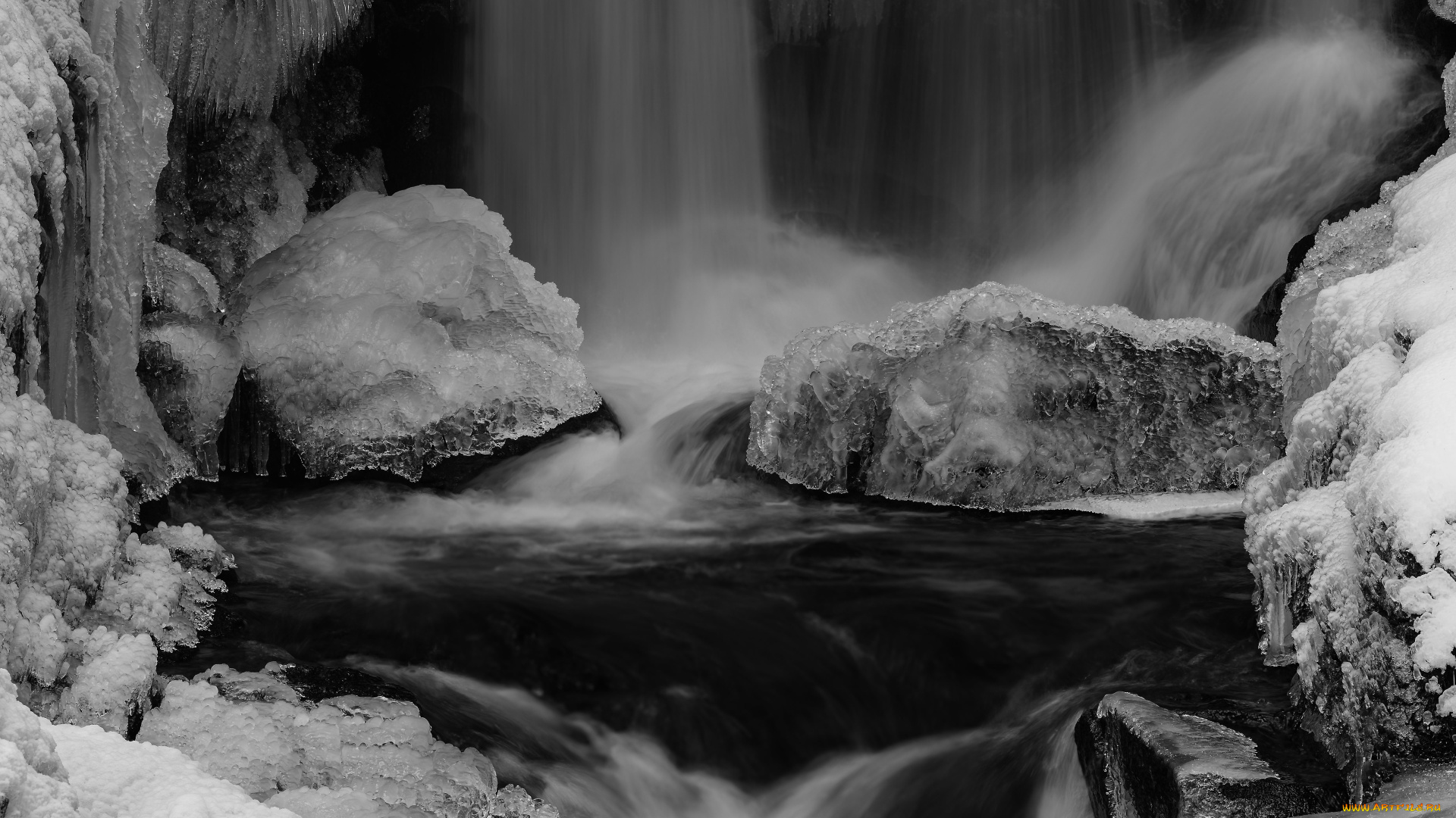природа, водопады, лёд