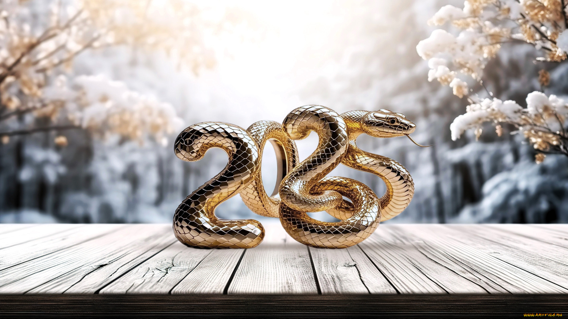 праздничные, -, разное, , новый, год, цифры, год, змеи, лес, доски, деревья