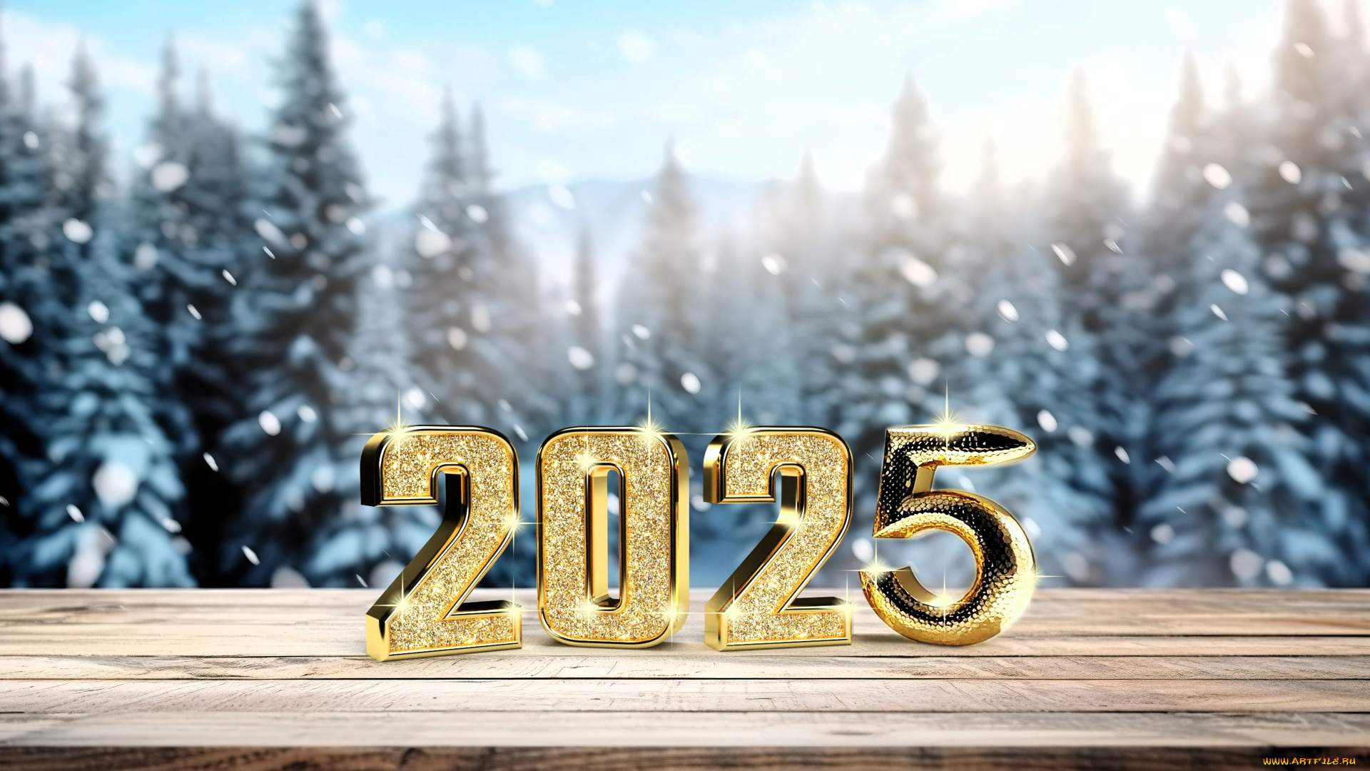 праздничные, -, разное, , новый, год, год, цифры, снег, ёлки, доски