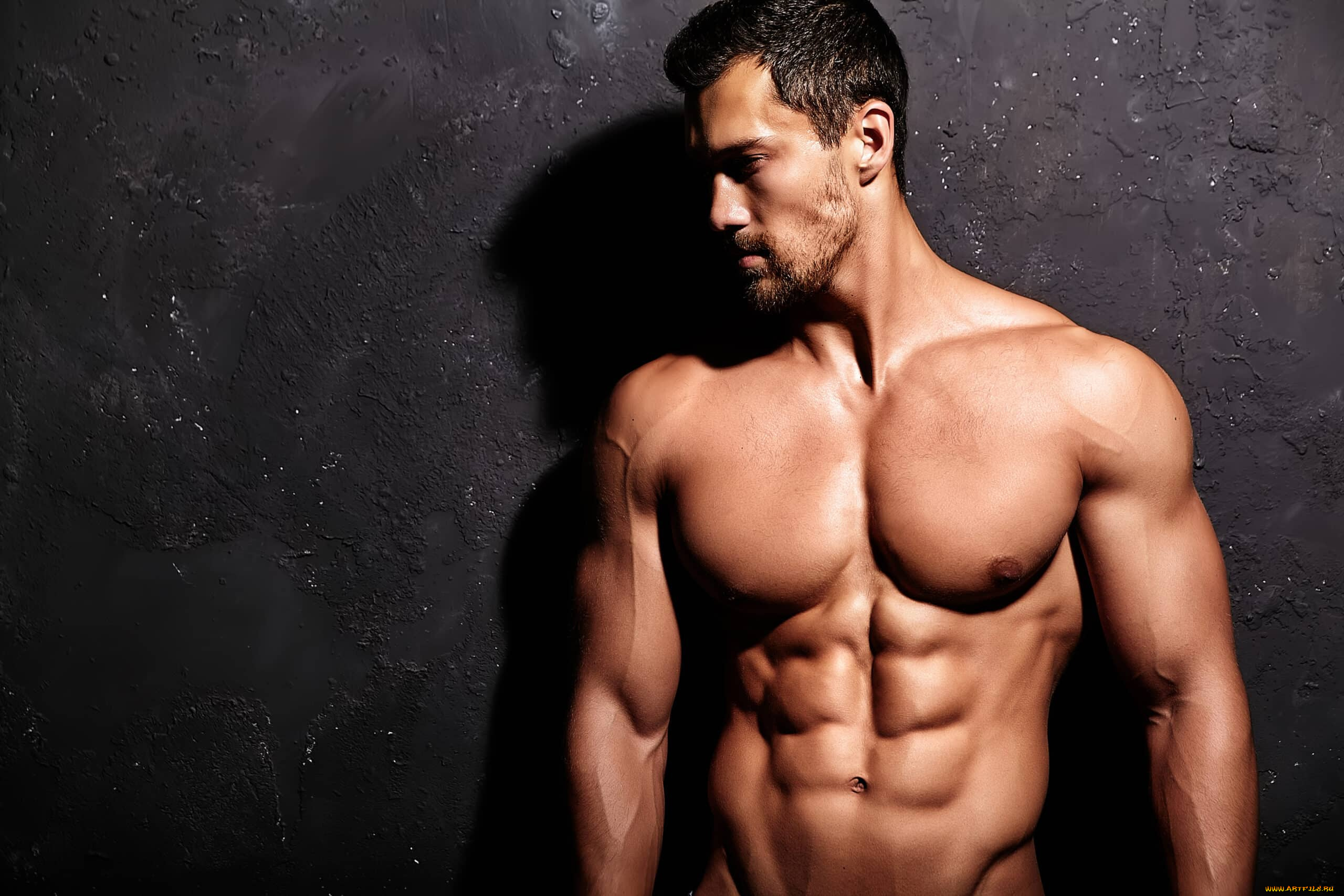 мужчины, -unsort, сильный, щeтина, без, футболки, голый, торс