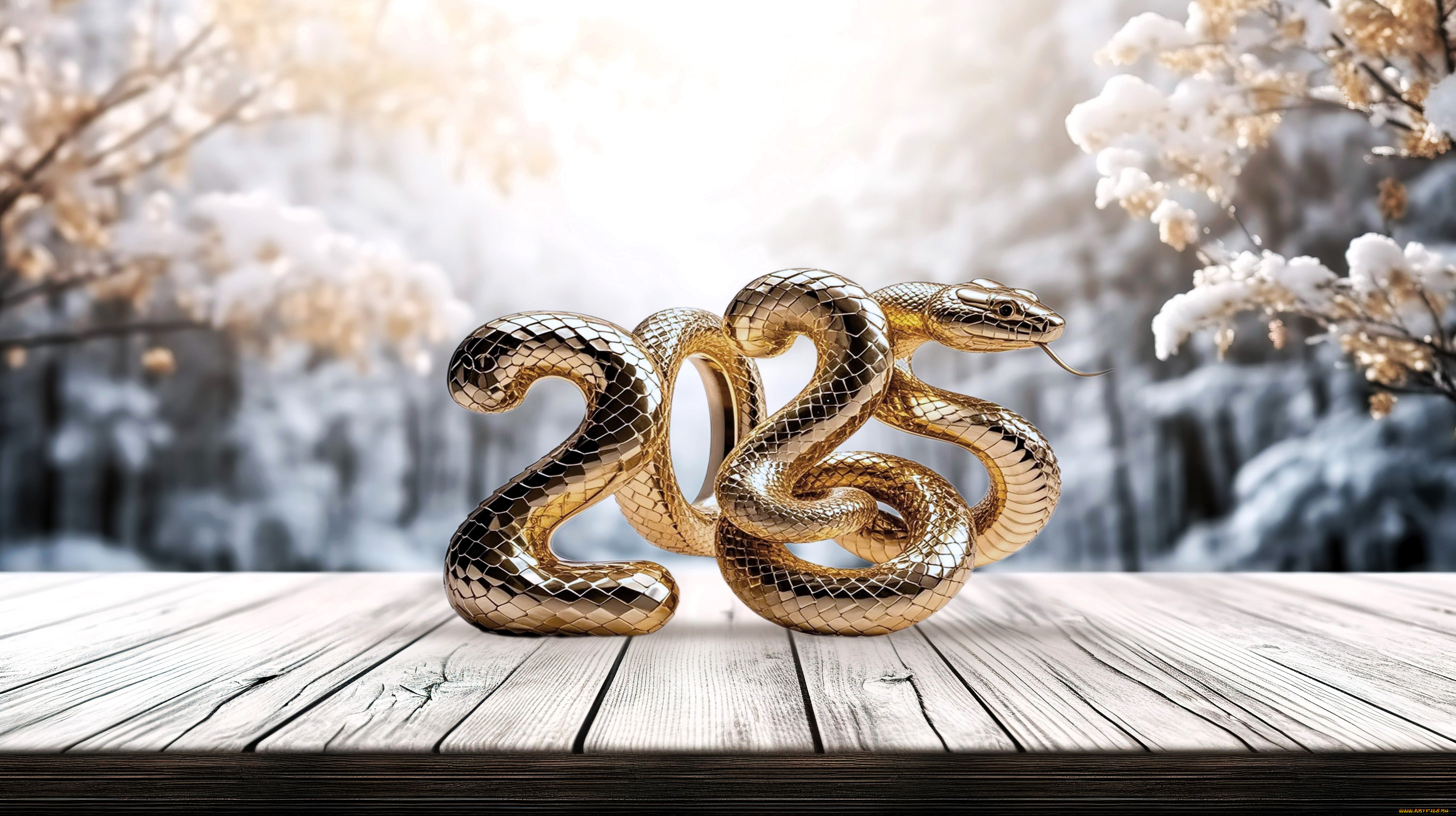 праздничные, -, разное, , новый, год, цифры, год, змеи, лес, доски, деревья