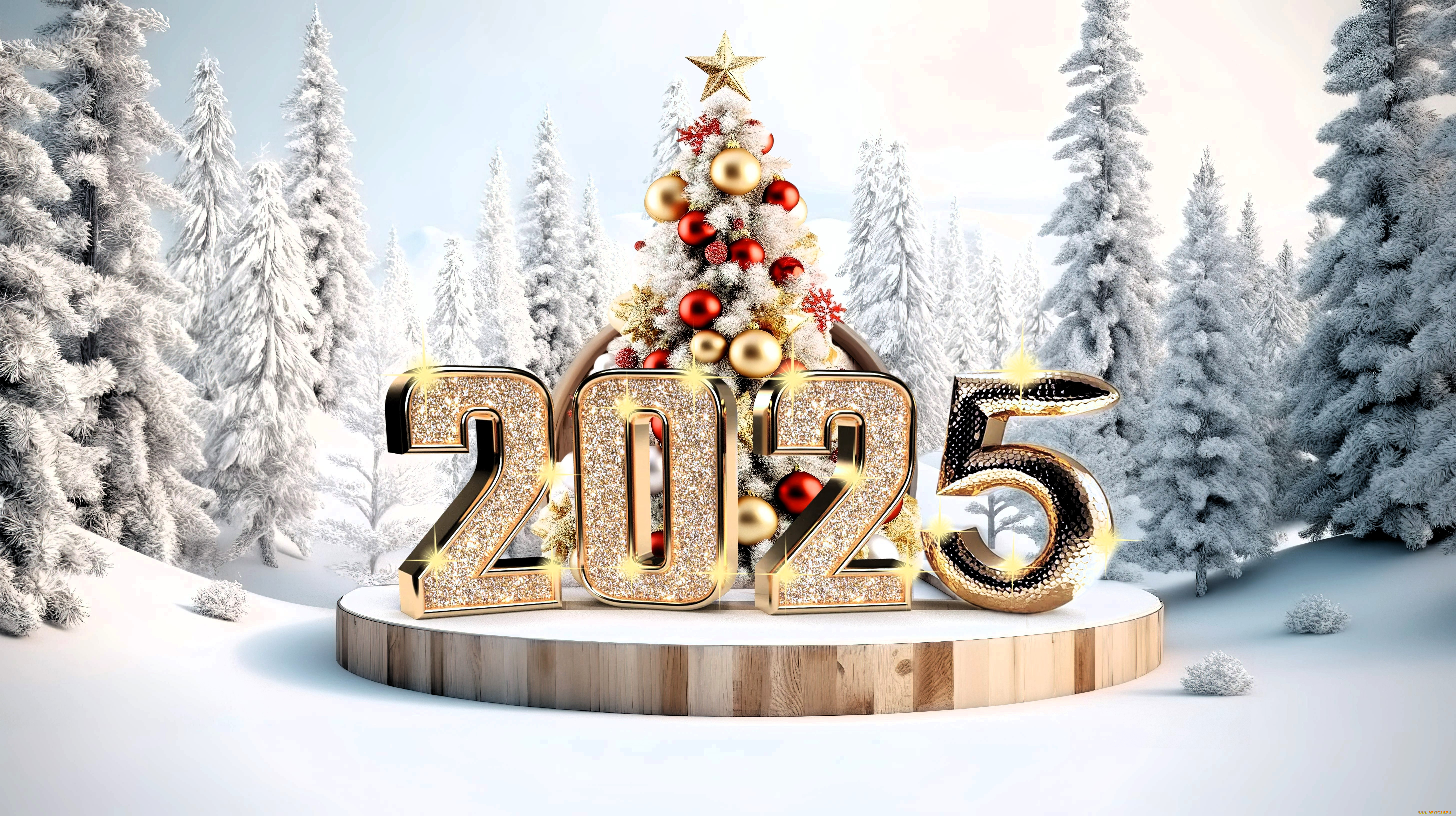 праздничные, -, разное, , новый, год, год, цифры, снег, ёлки, шарики