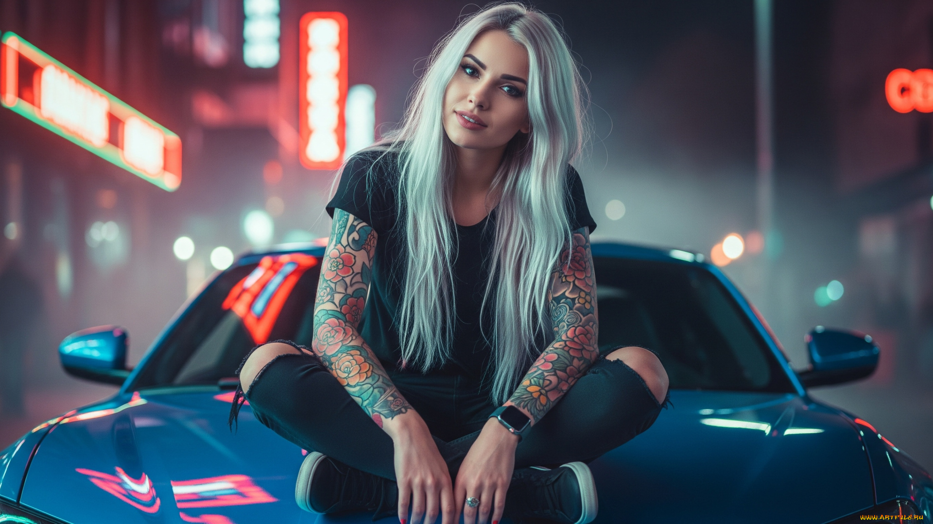 нейросеть, 3д, графика, люди-авто, мото, , people-, car, , , moto, авто, девушка, город, улица, тату, арт