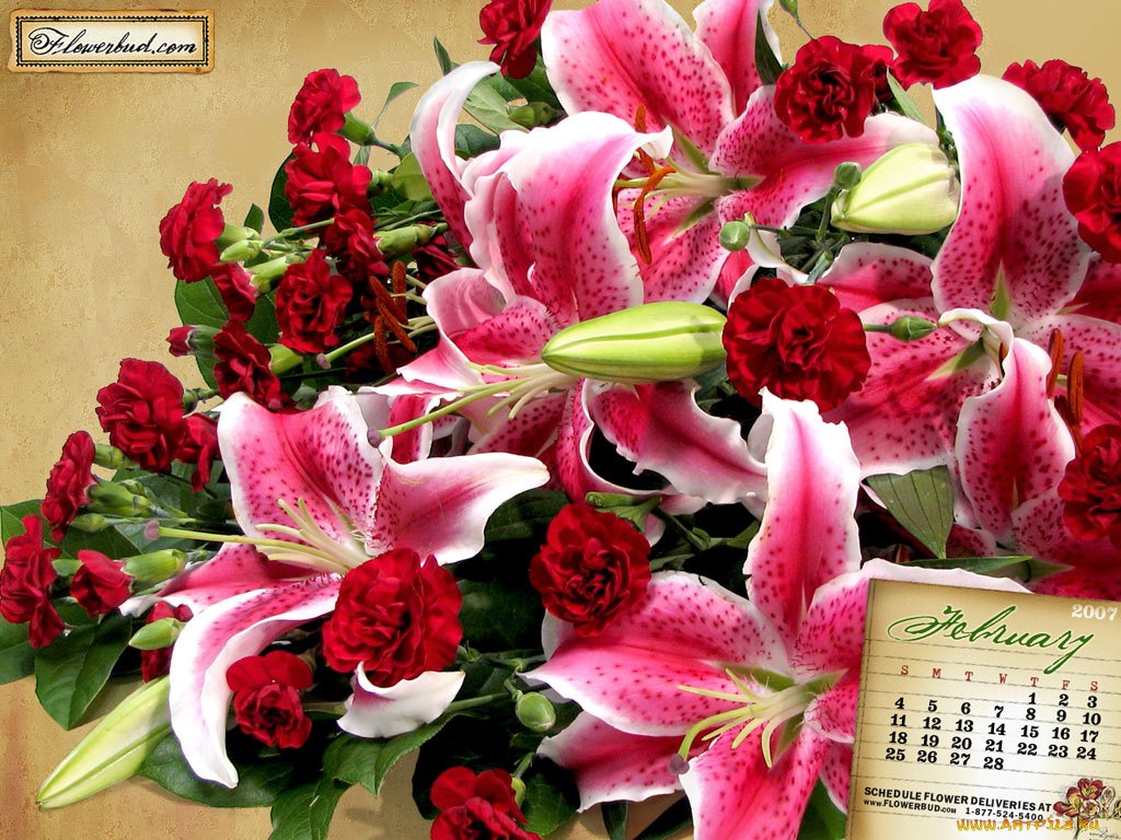 календари, цветы