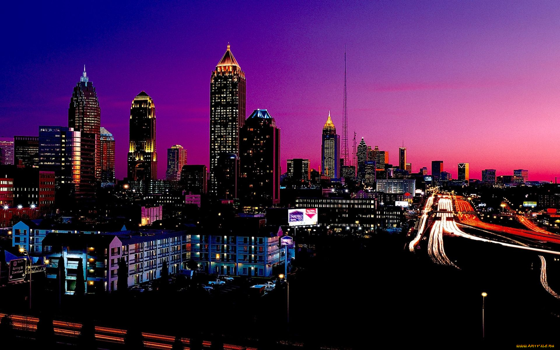 города, огни, ночного